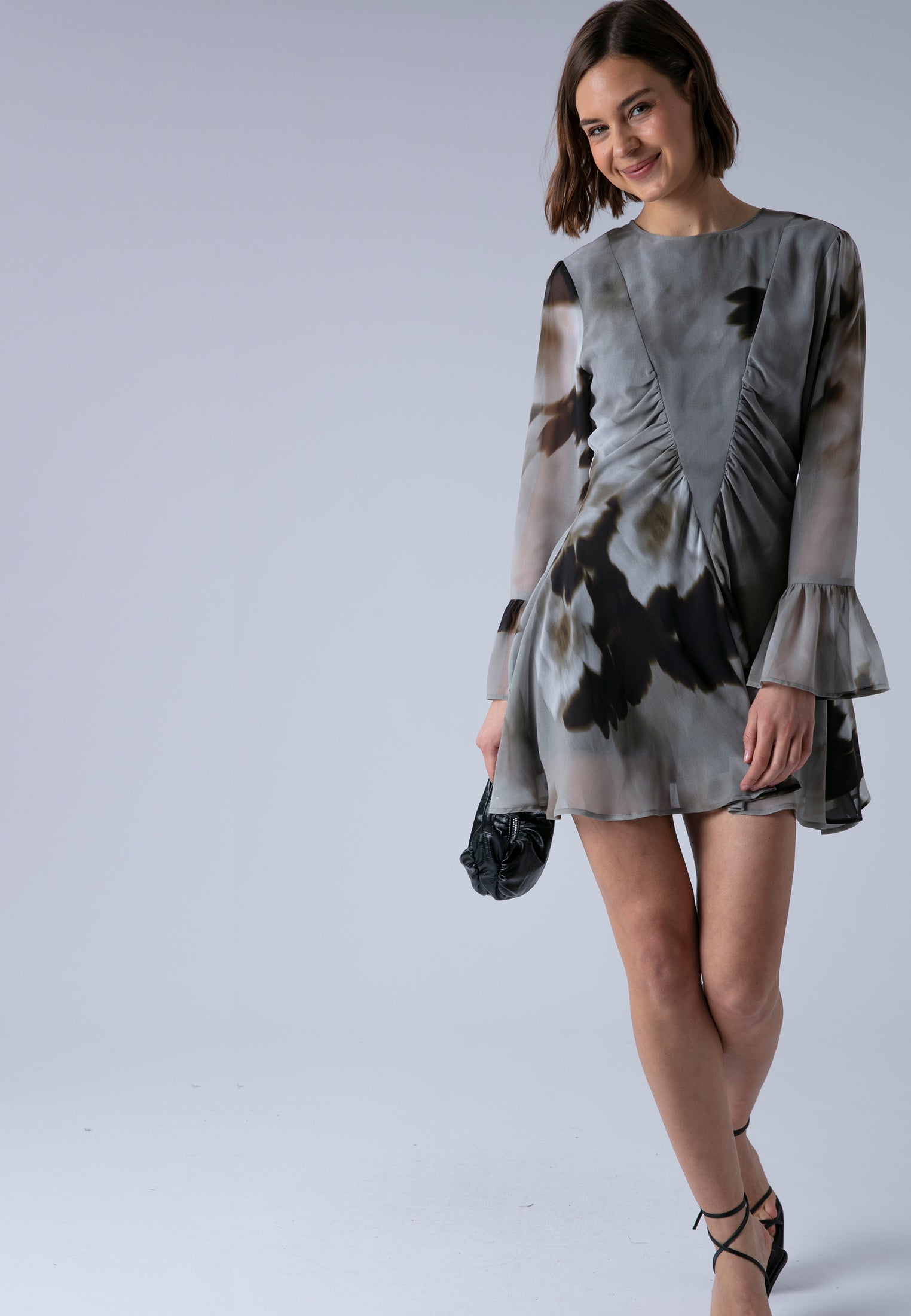 CORINNE SHORT DRESS BLUR SEPIA