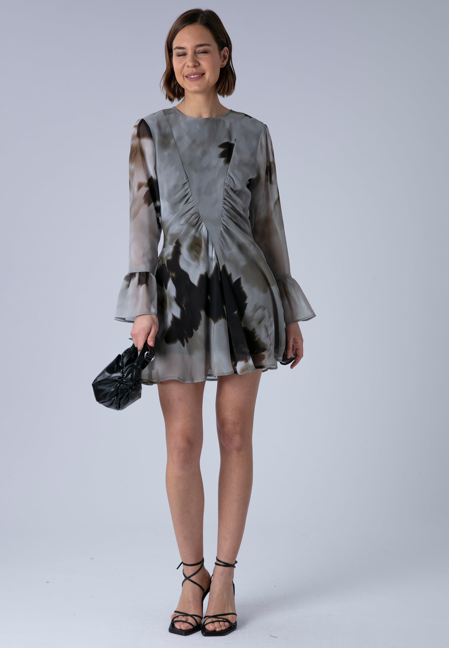 CORINNE SHORT DRESS BLUR SEPIA