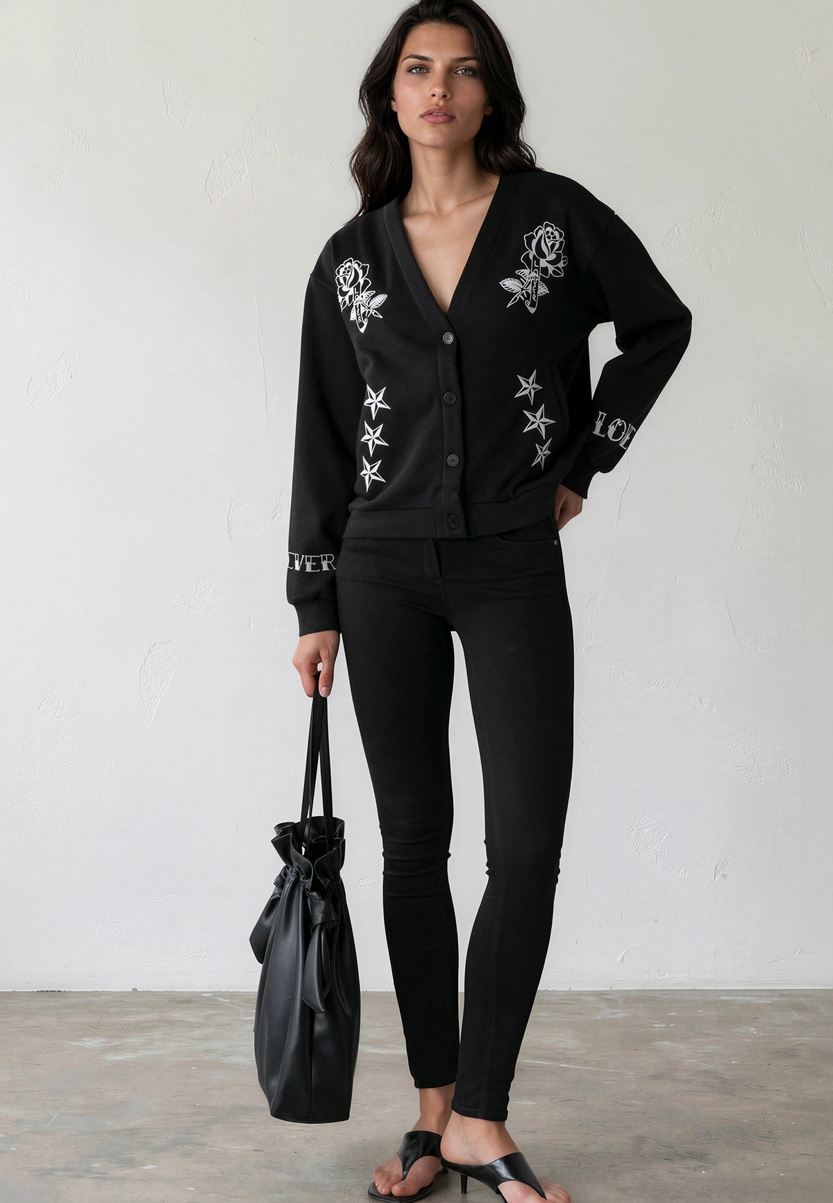 LOVE CARDIGAN BLACK & WHITE
