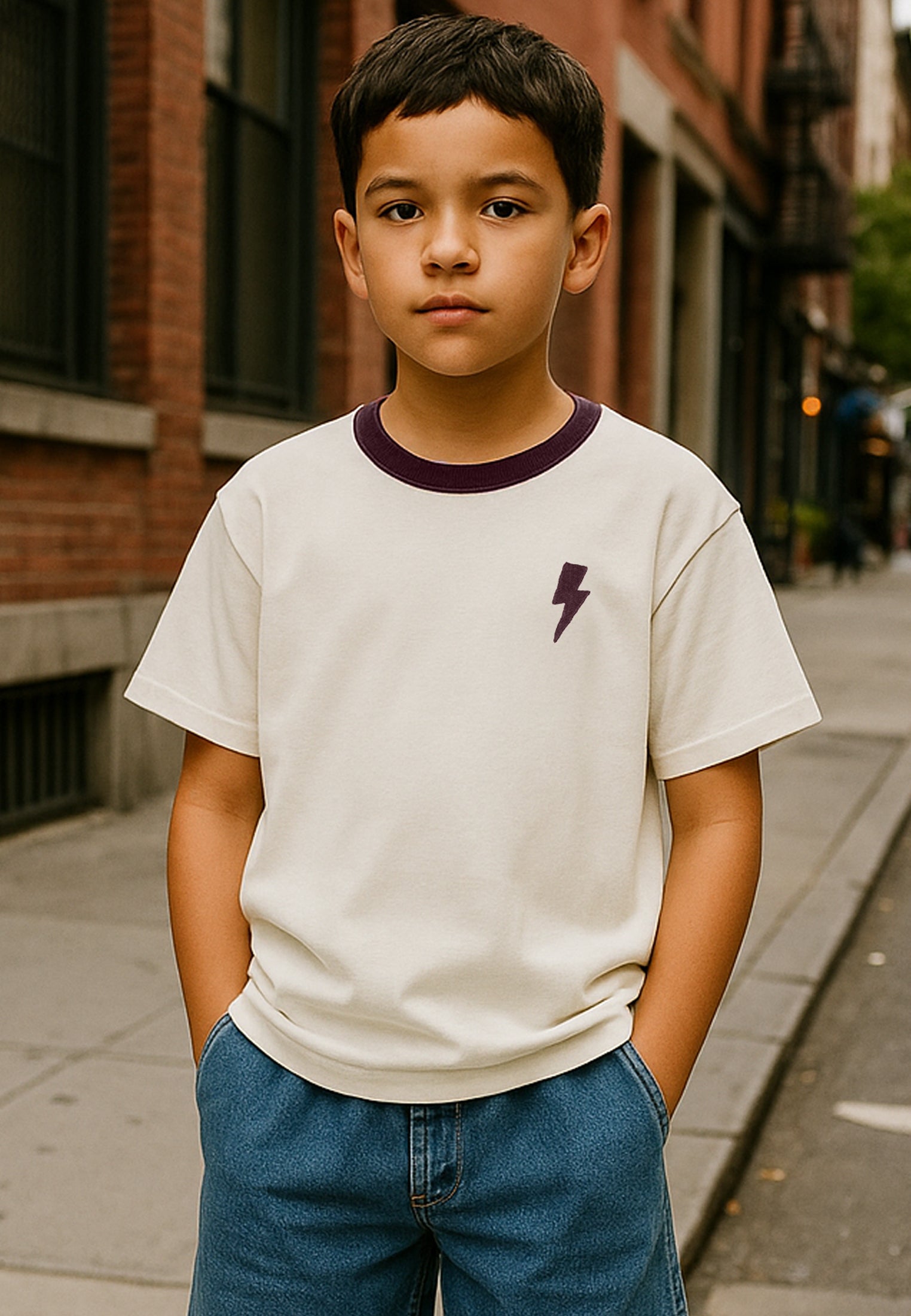 LIGHTNING BOLT BOYS T-SHIRT MAUVE