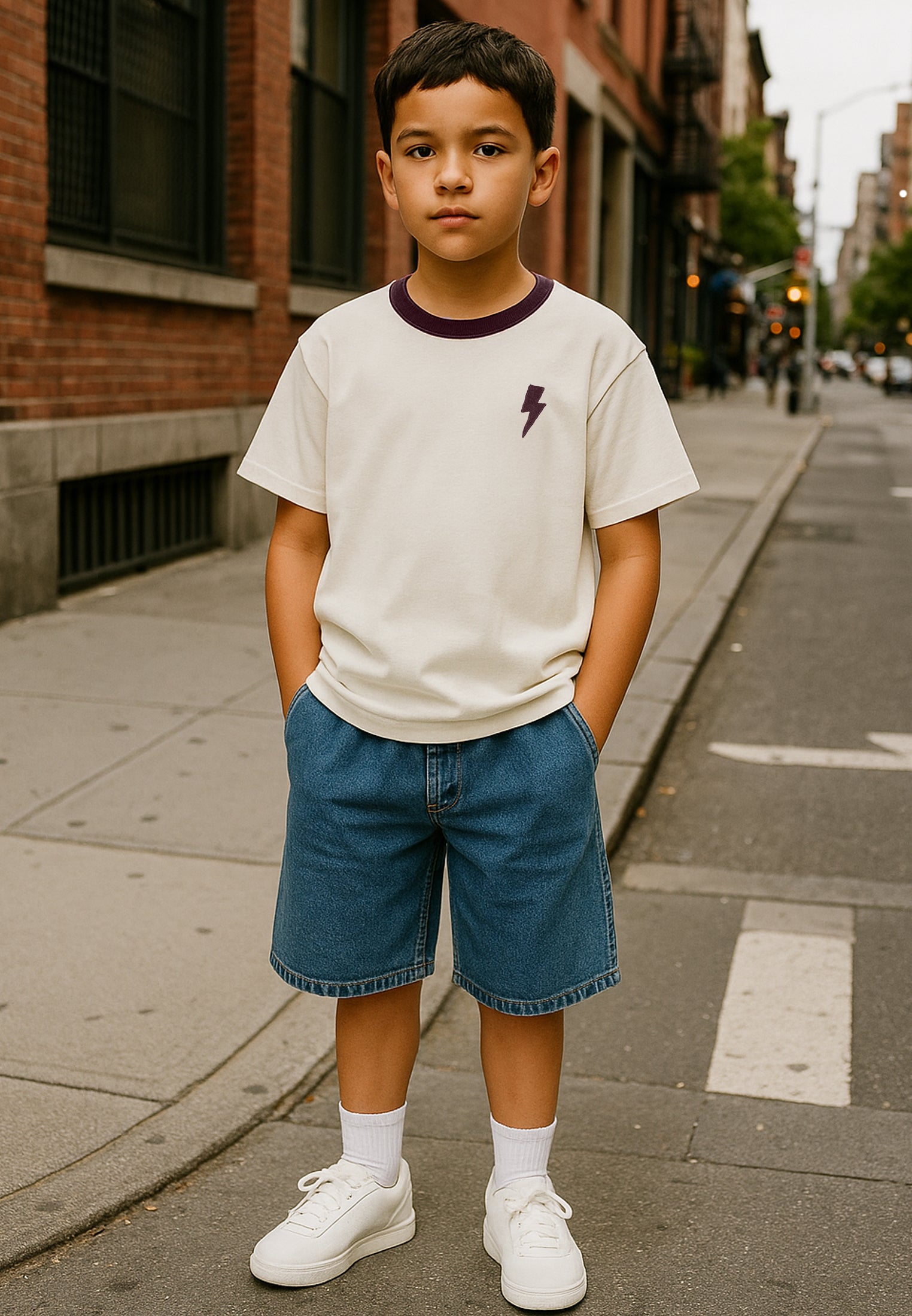 LIGHTNING BOLT BOYS T-SHIRT MAUVE