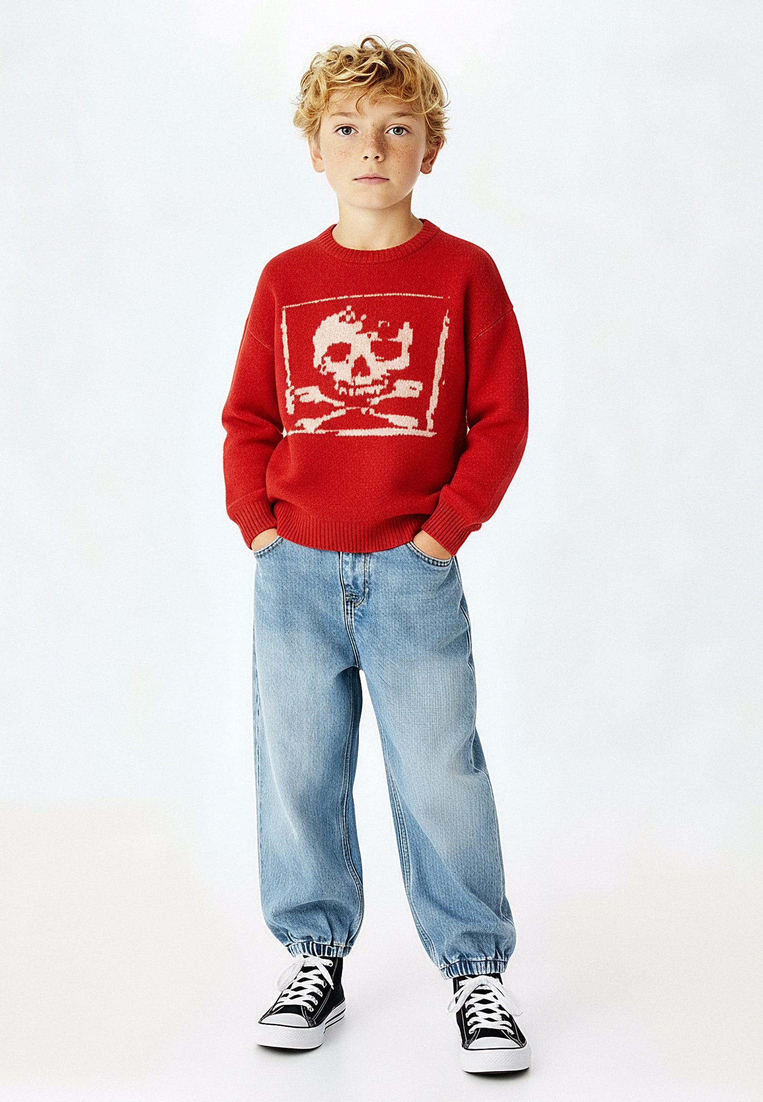 BOYS SKULLY JUMPER RED