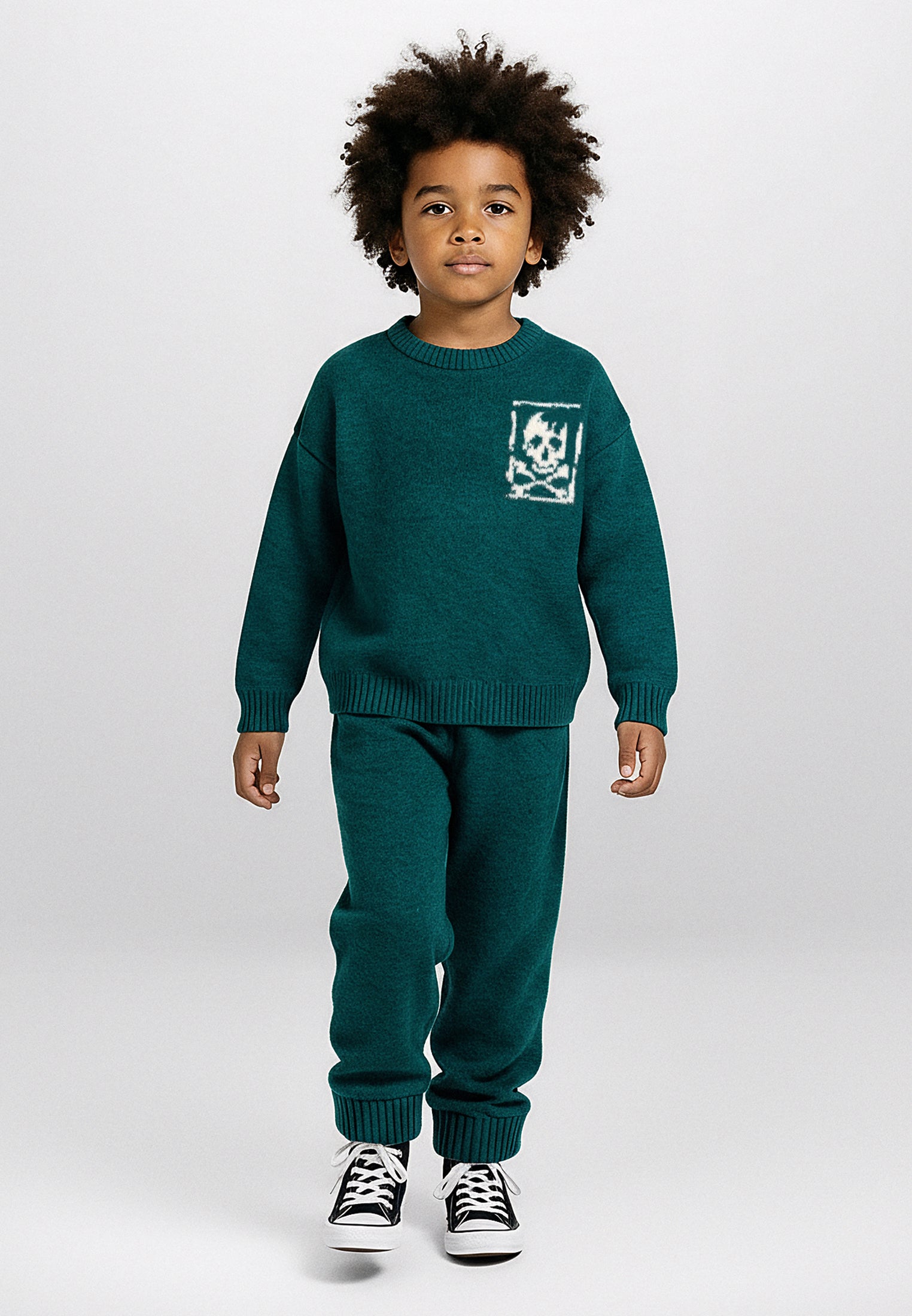 BOYS SKULLY LOGO JUMPER FOREST GREEN