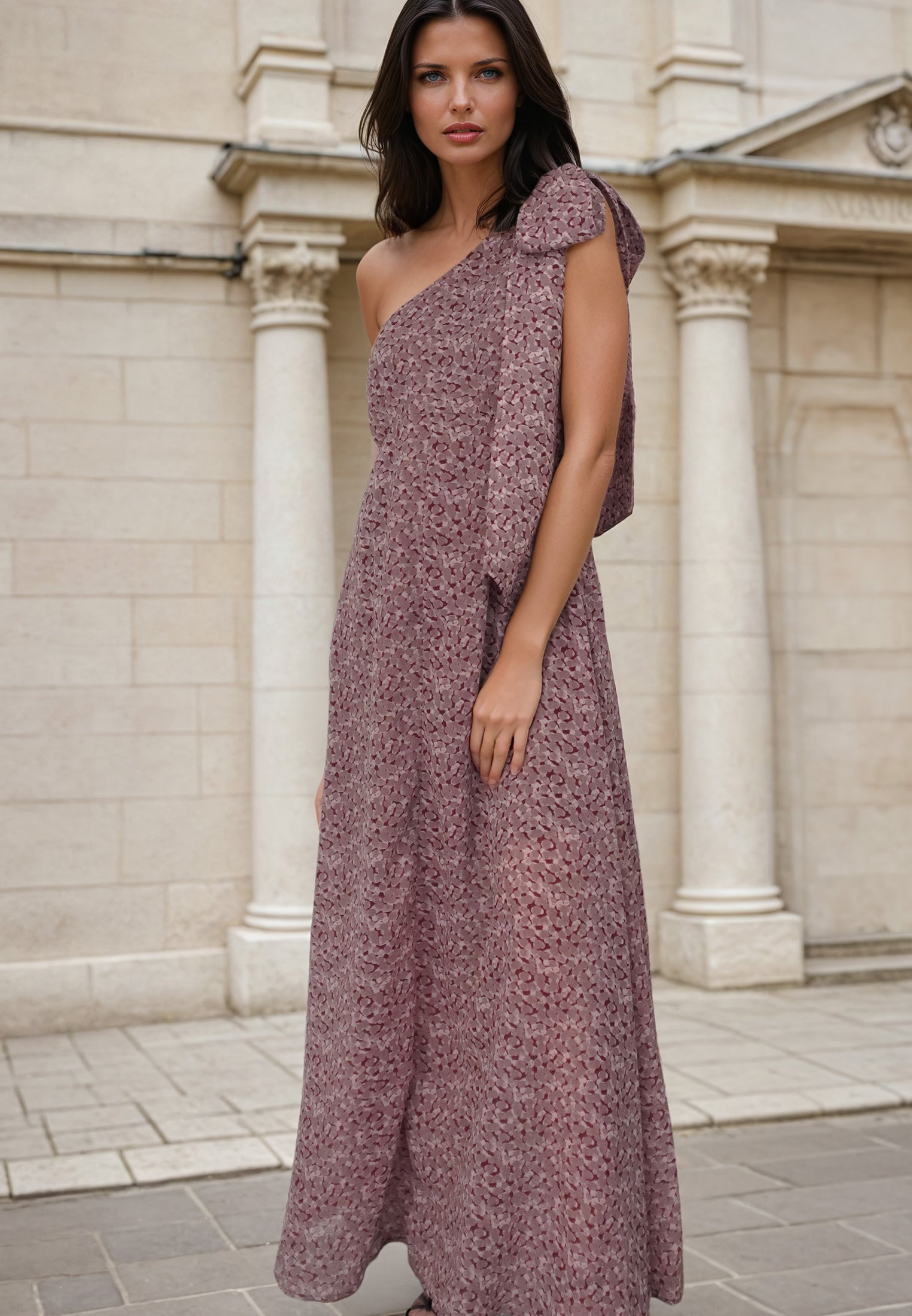MARINA ONE SHOULDER DRESS BLEND ASHES