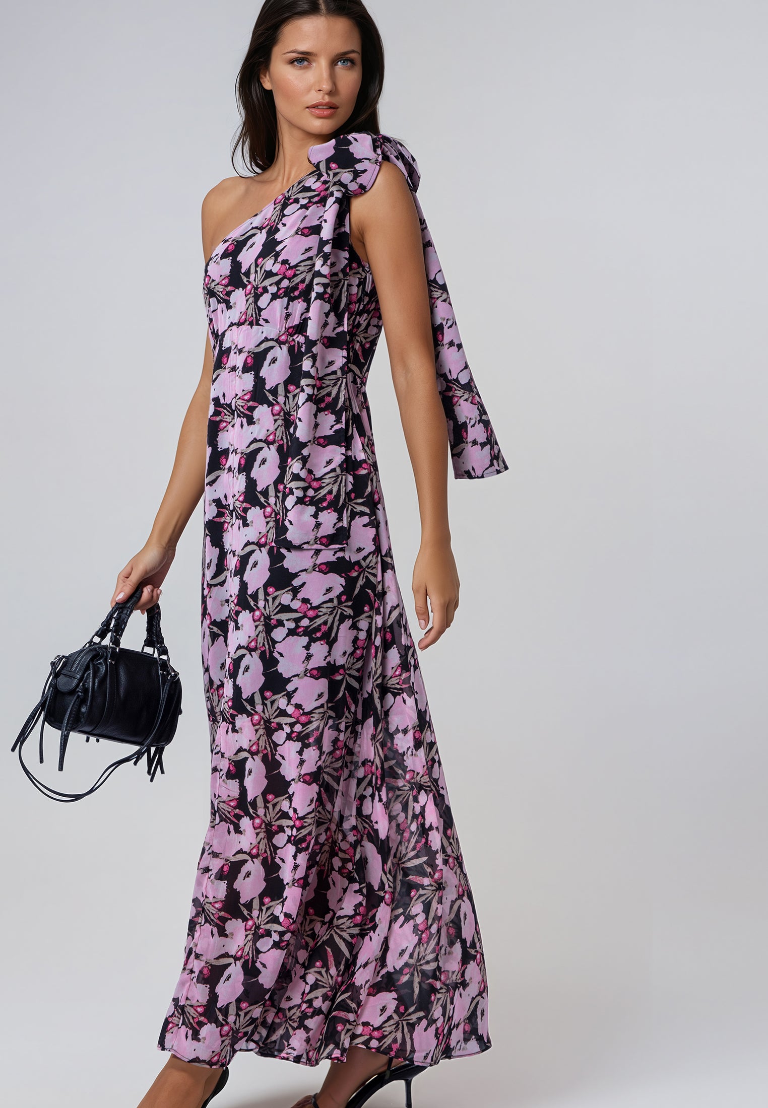 MARINA ONE SHOULDER DRESS PRIME PINK