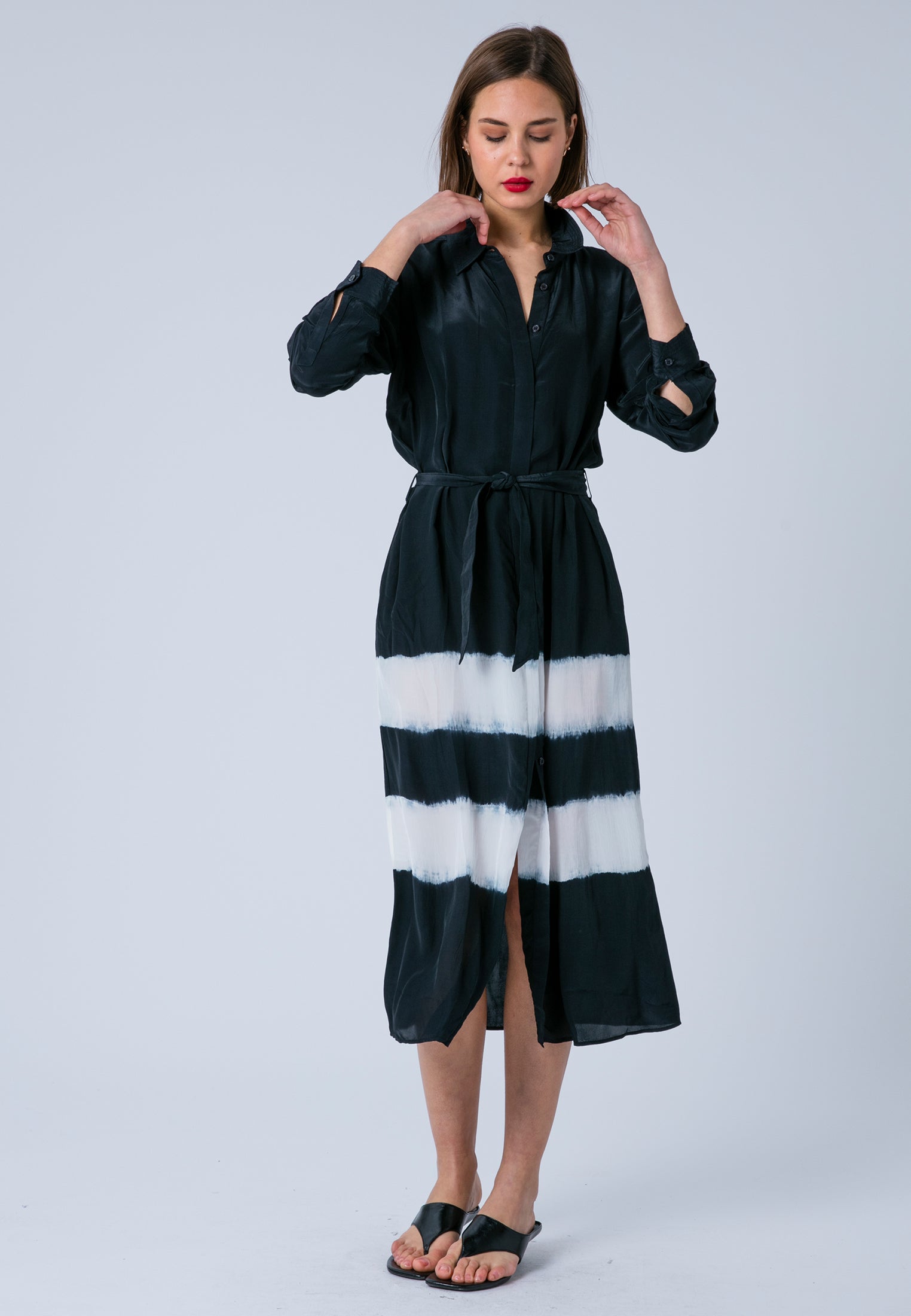 TORY SHIRTDRESS TIE DYE BLACK & WHITE