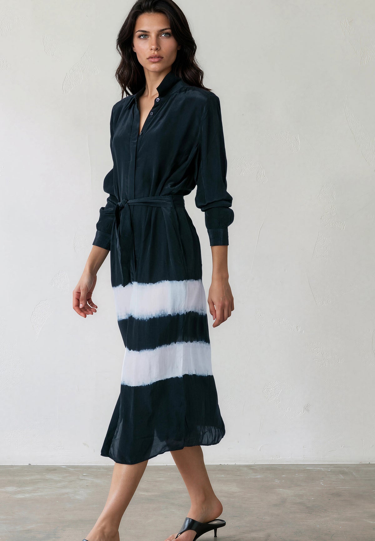 TORY SHIRTDRESS TIE DYE BLACK & WHITE