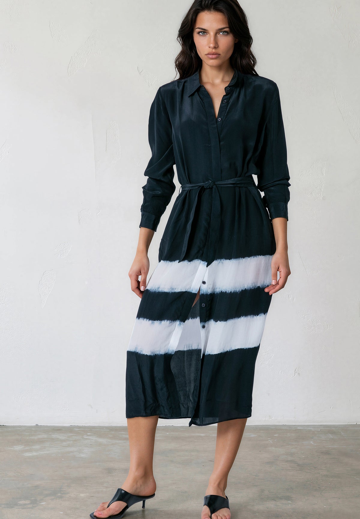 TORY SHIRTDRESS TIE DYE BLACK & WHITE