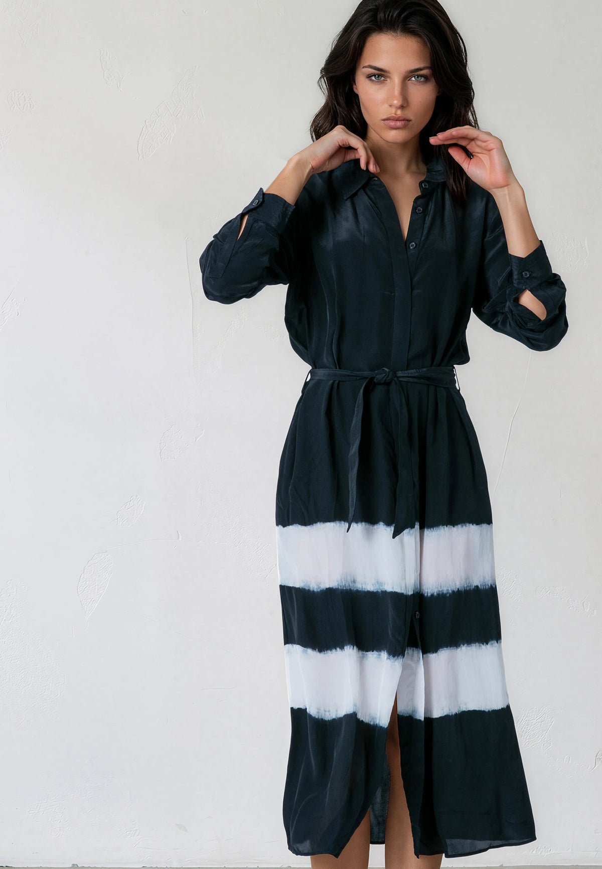TORY SHIRTDRESS TIE DYE BLACK & WHITE