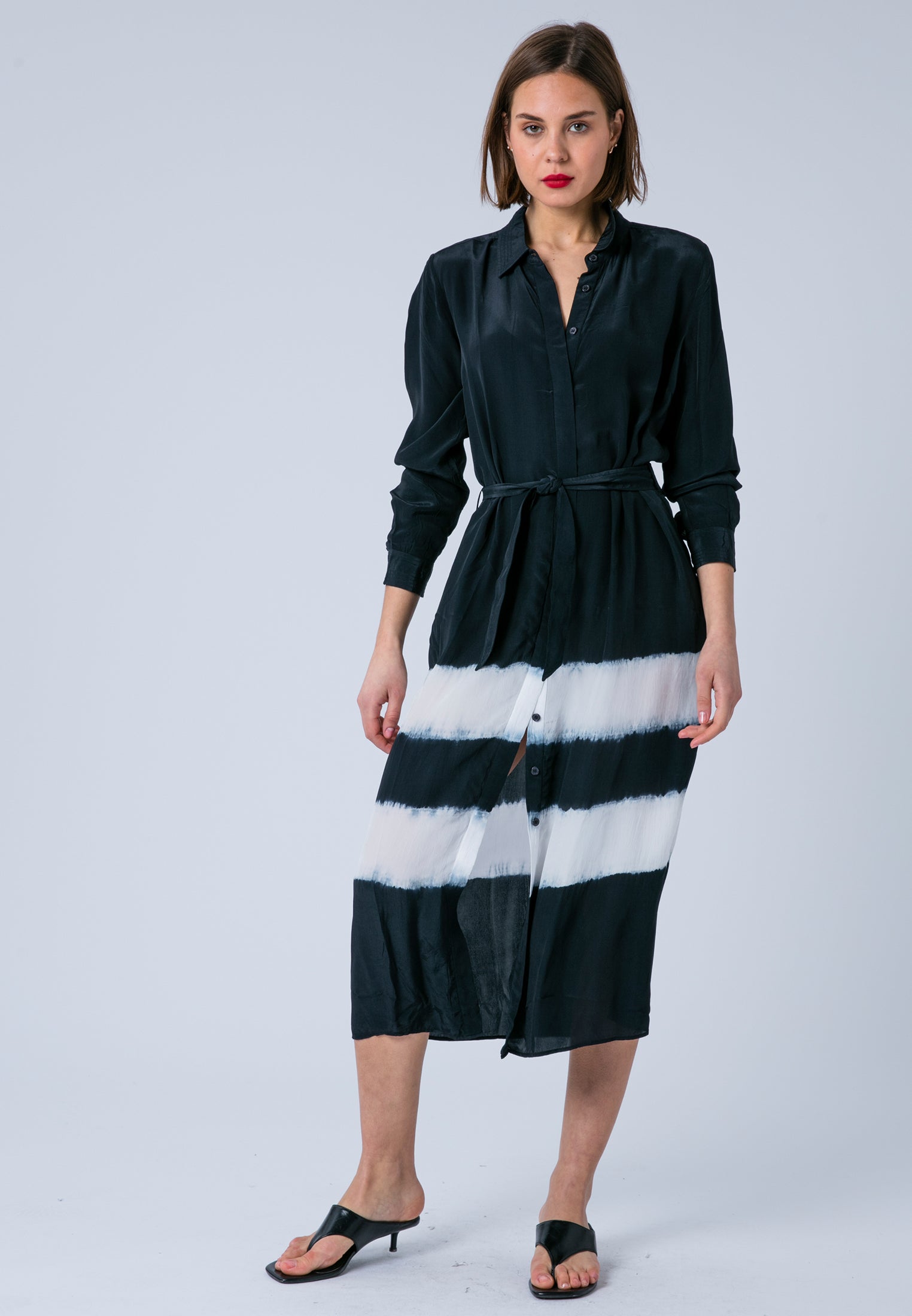TORY SHIRTDRESS TIE DYE BLACK & WHITE