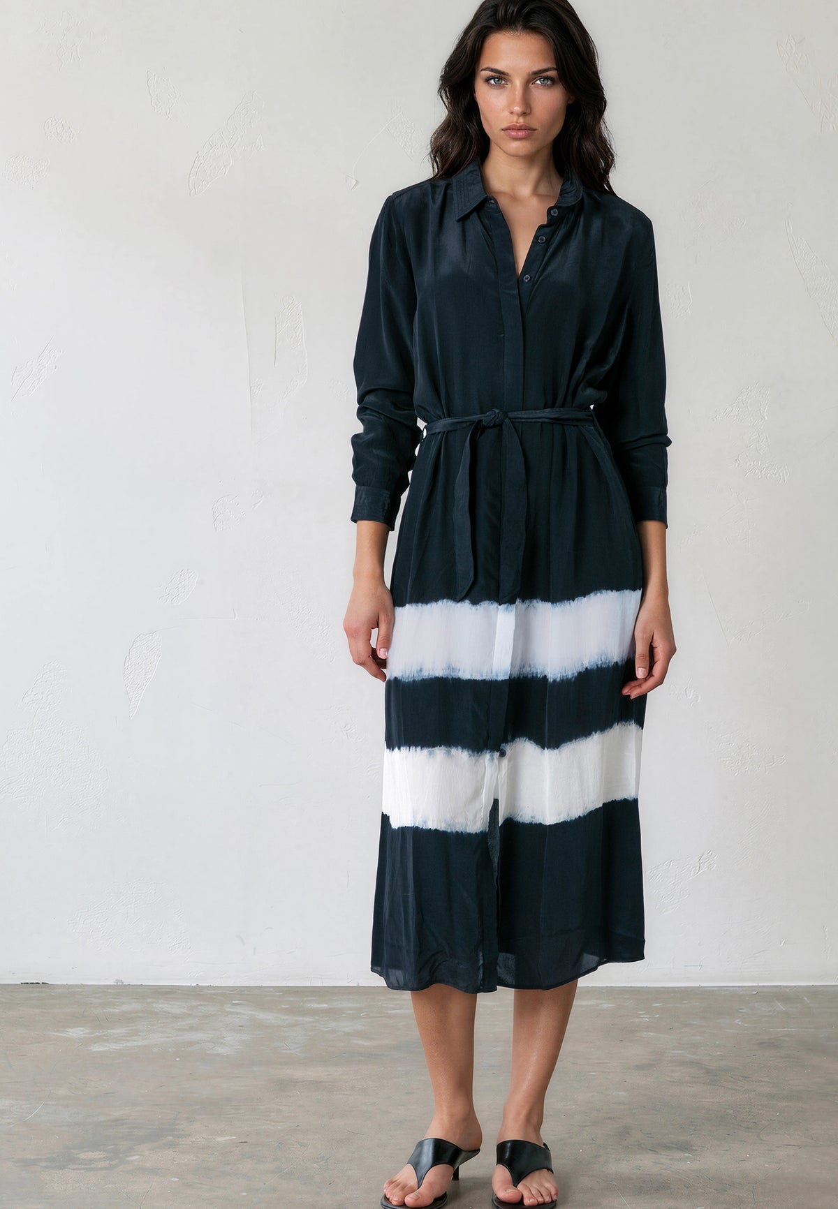 TORY SHIRTDRESS TIE DYE BLACK & WHITE