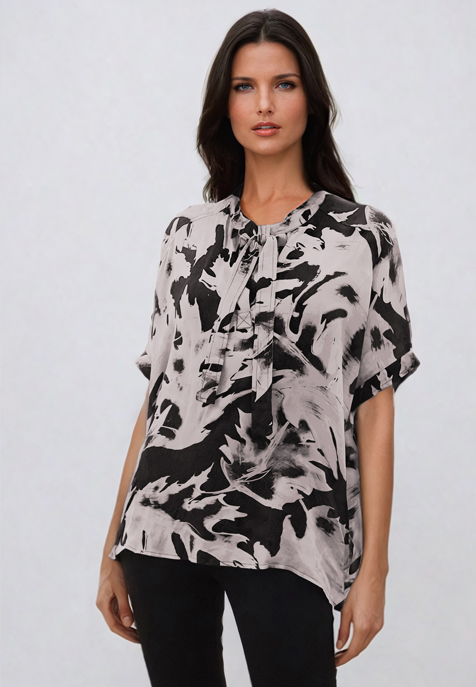 HIDDEN BLOUSE CAMO BLACK