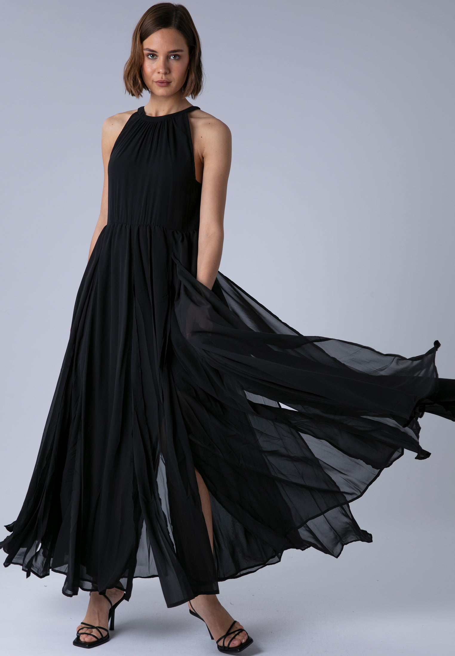 RELIGION Dusk Black Halterneck Maxi Dress
