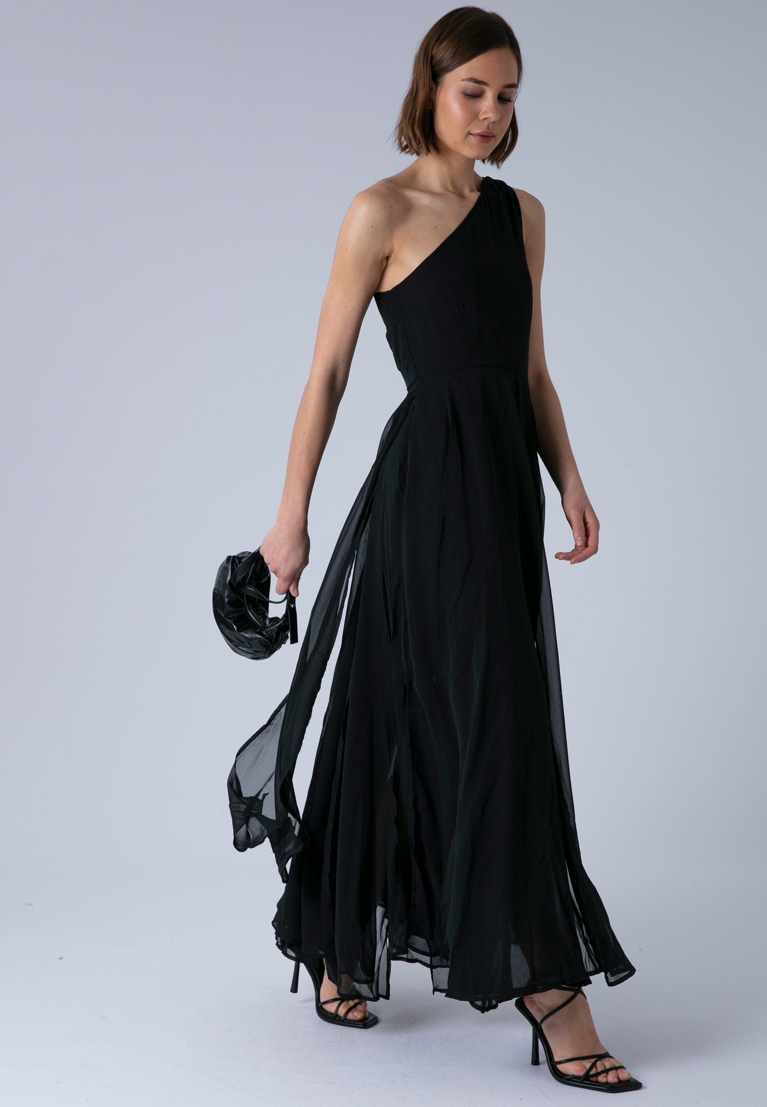RELIGION Select One Shoulder Black Maxi Dress RELIGION Select One Shoulder Black Maxi Dress