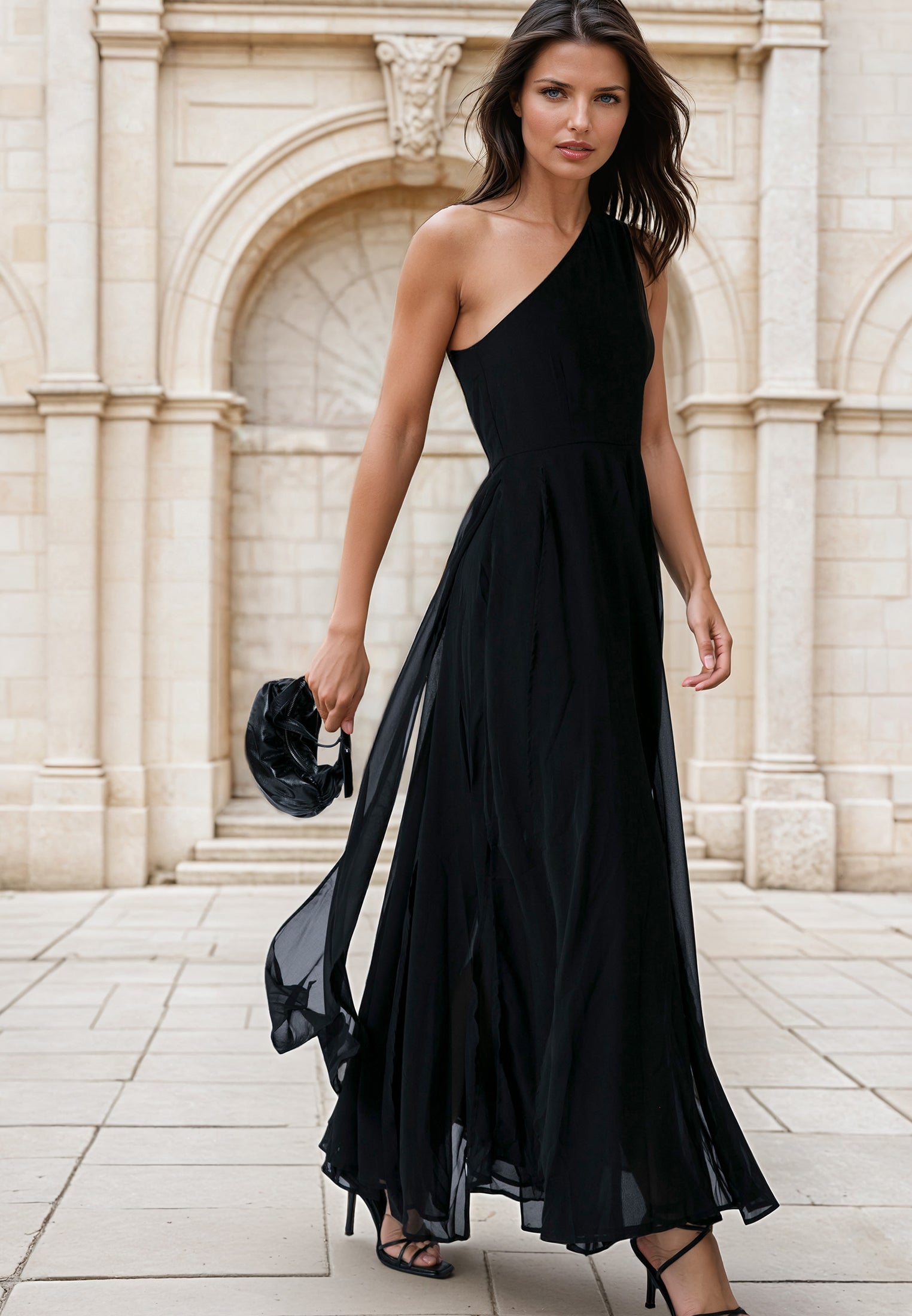 SELECT ONE SHOULDER DRESS BLACK