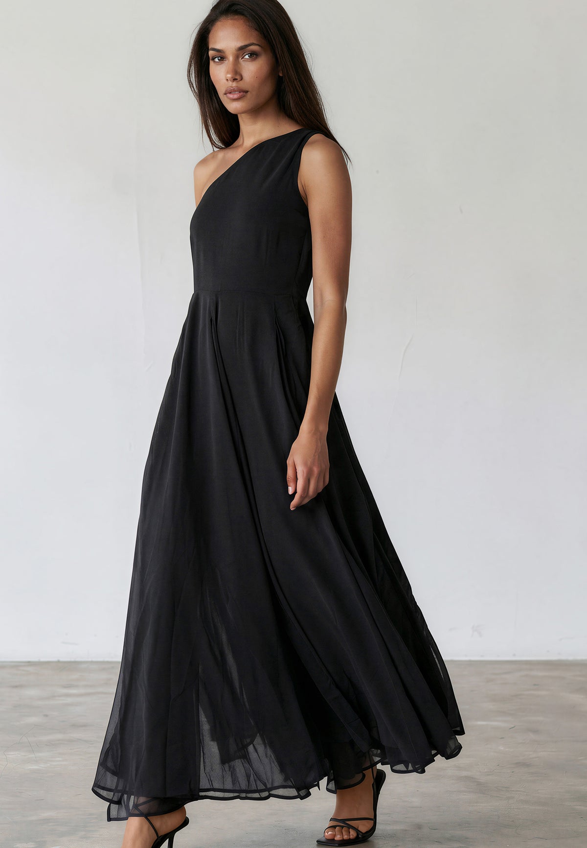 SELECT ONE SHOULDER DRESS BLACK
