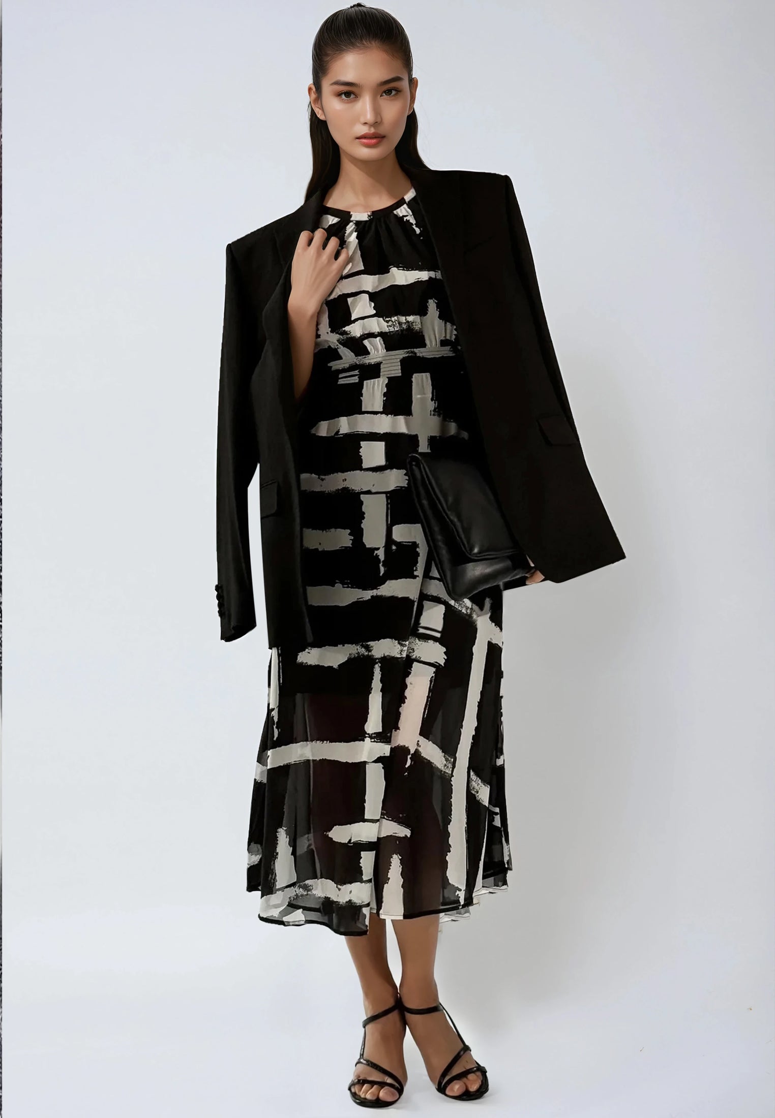 DESTINY MIDI DRESS SELVAGE BLACK