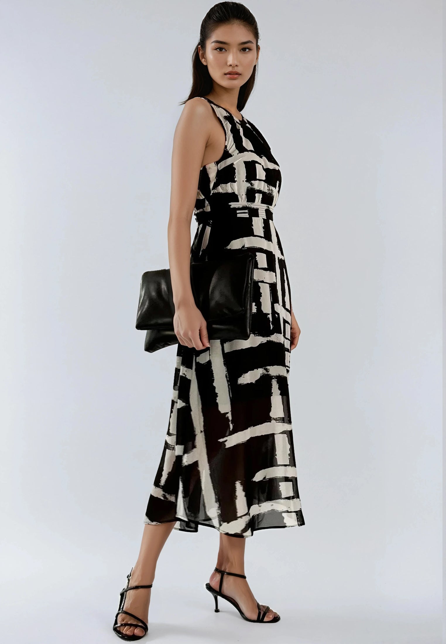 DESTINY MIDI DRESS SELVAGE BLACK