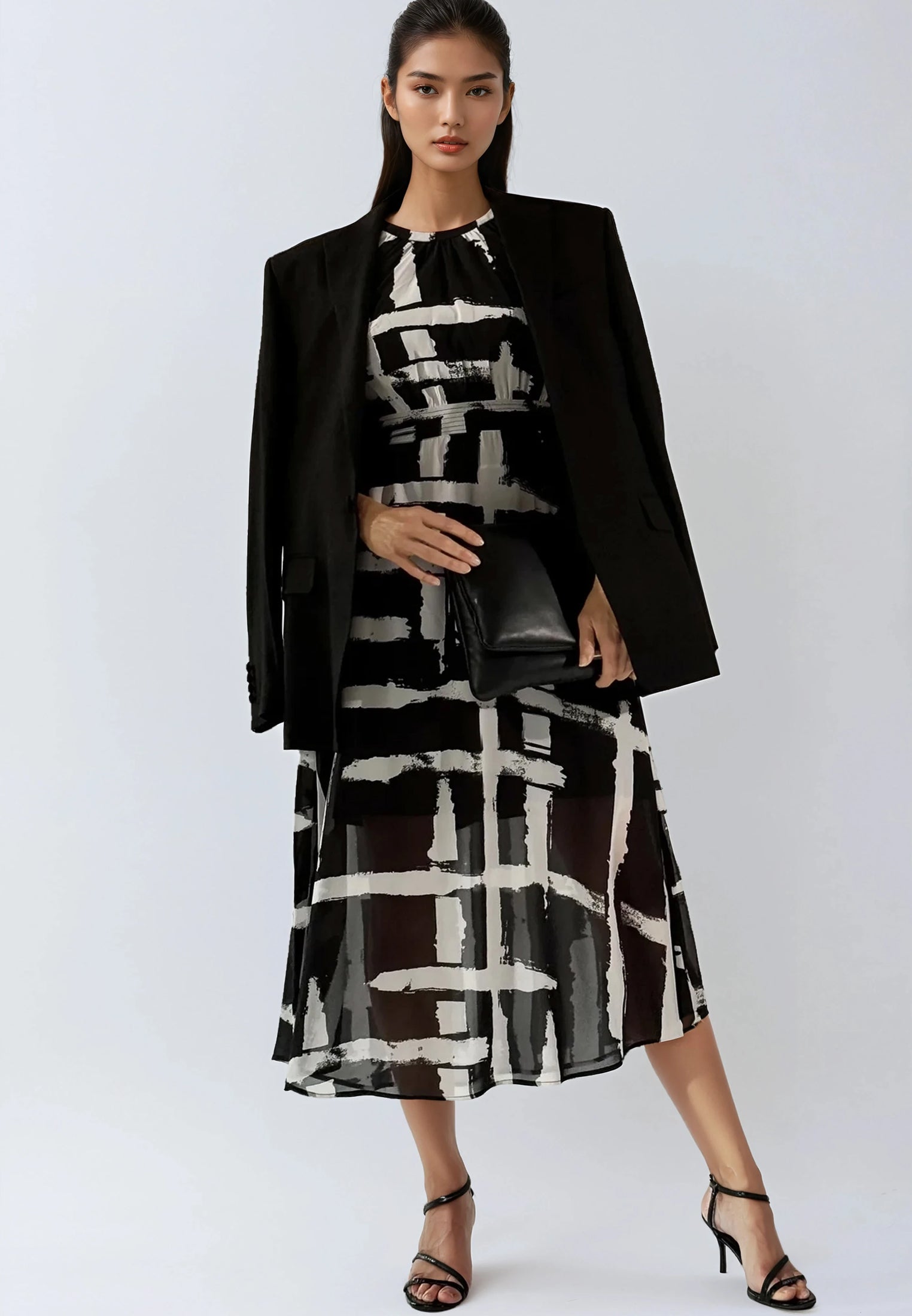 DESTINY MIDI DRESS SELVAGE BLACK