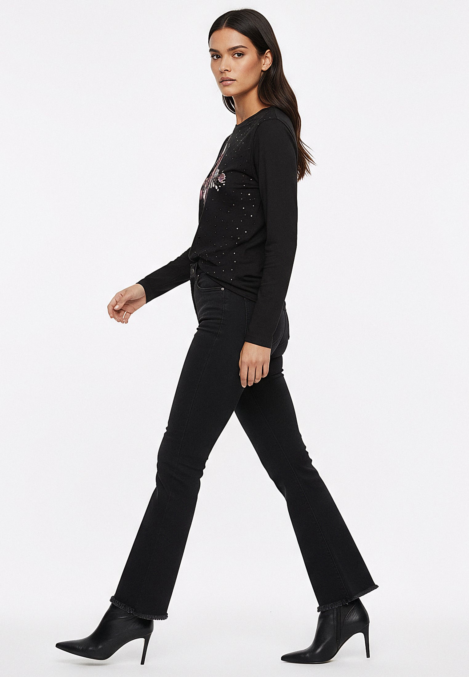 CROSS BOTANICAL LONG SLEEVE TOP BLACK