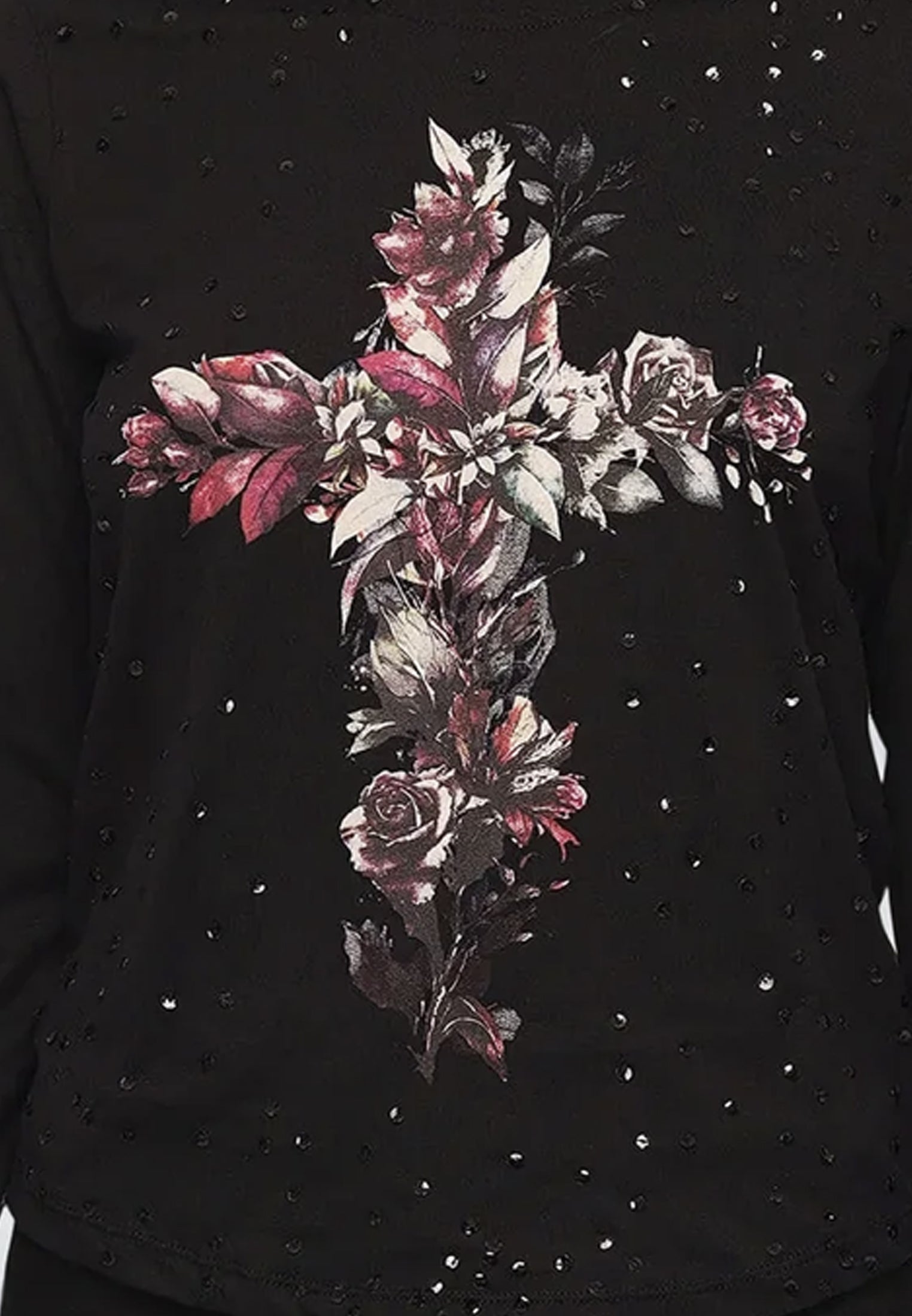 CROSS BOTANICAL LONG SLEEVE TOP BLACK