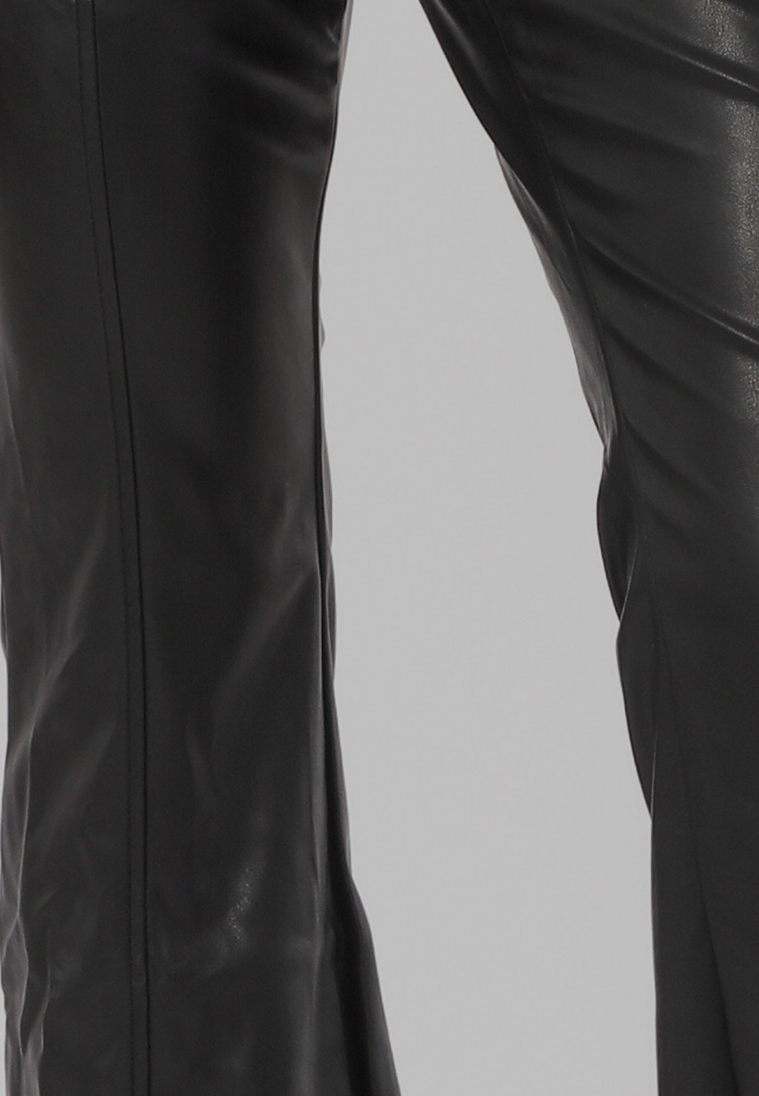 FORCE FLARED TROUSERS BLACK LEATHER LOOK