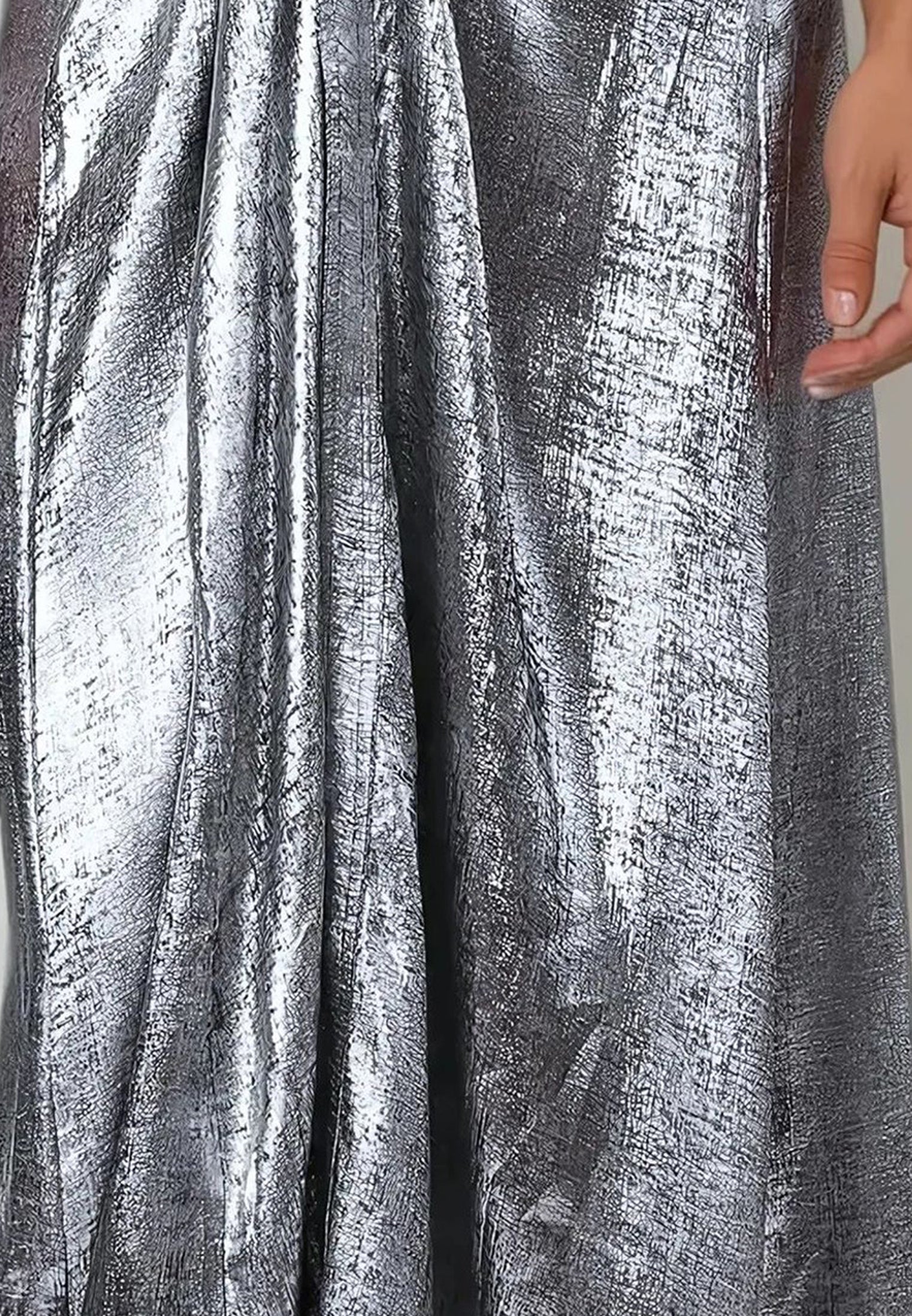 FOLD WRAP DRESS SILVER FOIL