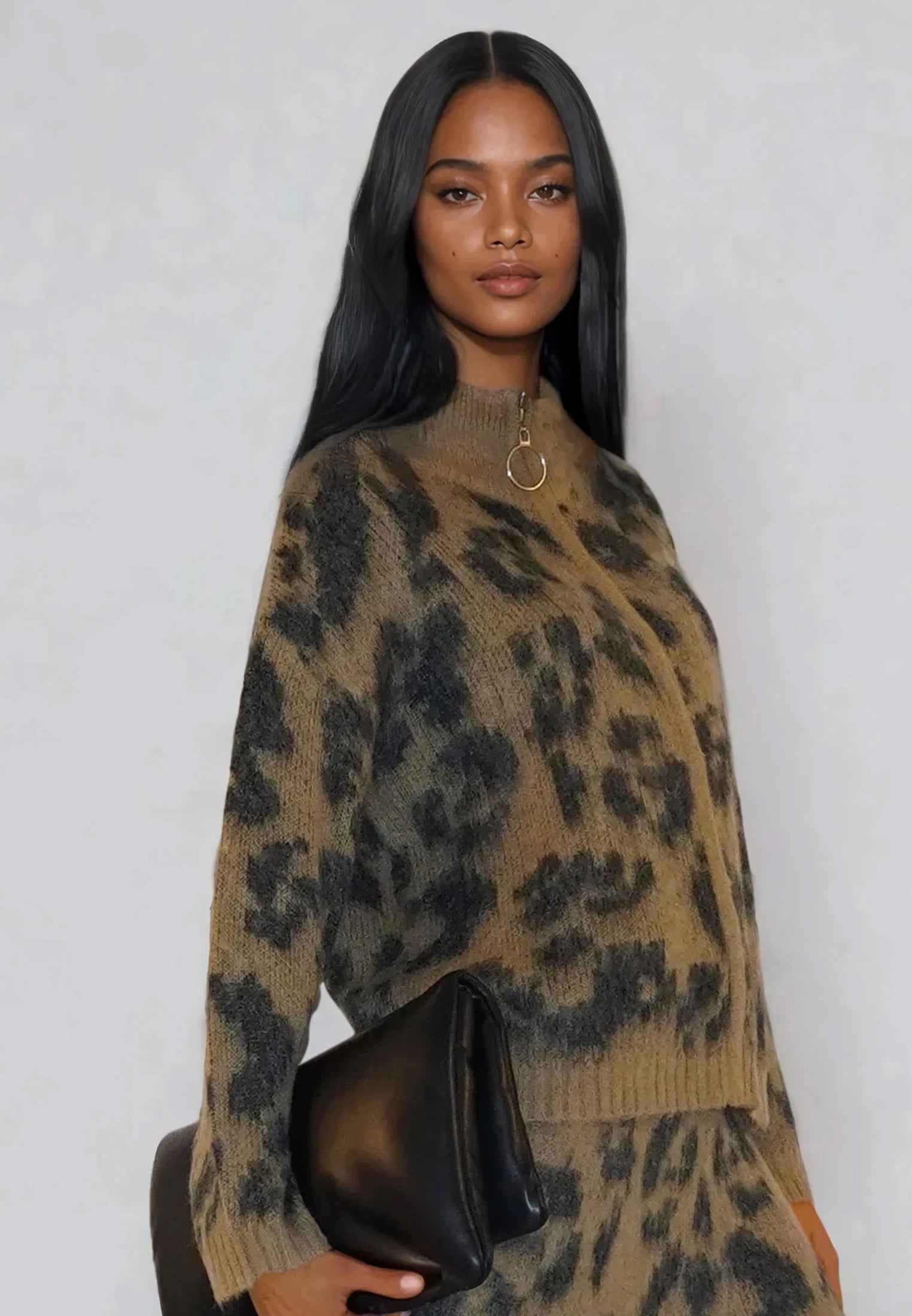 MAXIMUM CARDIGAN CAMEL & BLACK