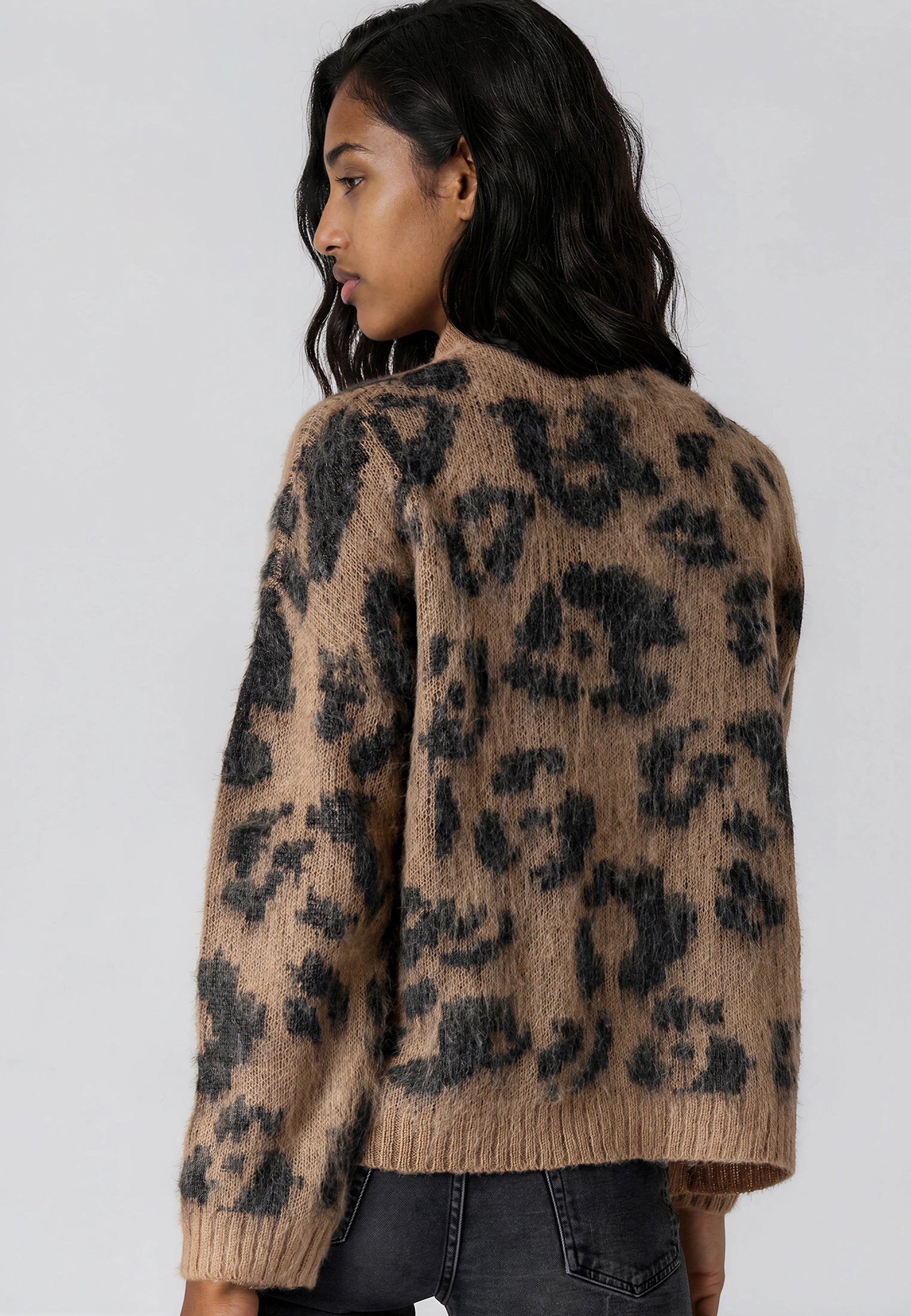 MAXIMUM ZIP CARDIGAN LEOPARD PRINT