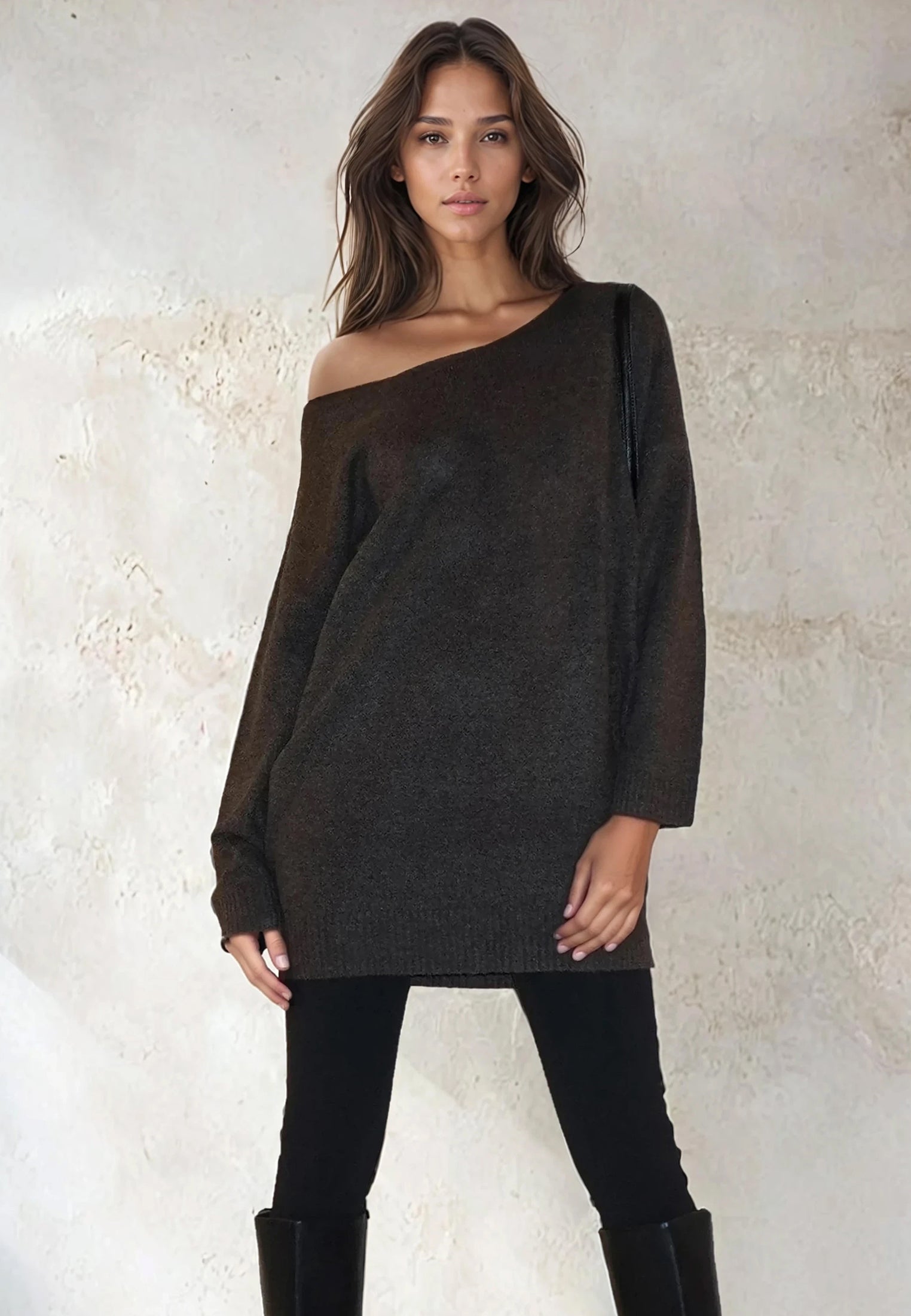 NEBULA DRESS DARK BROWN