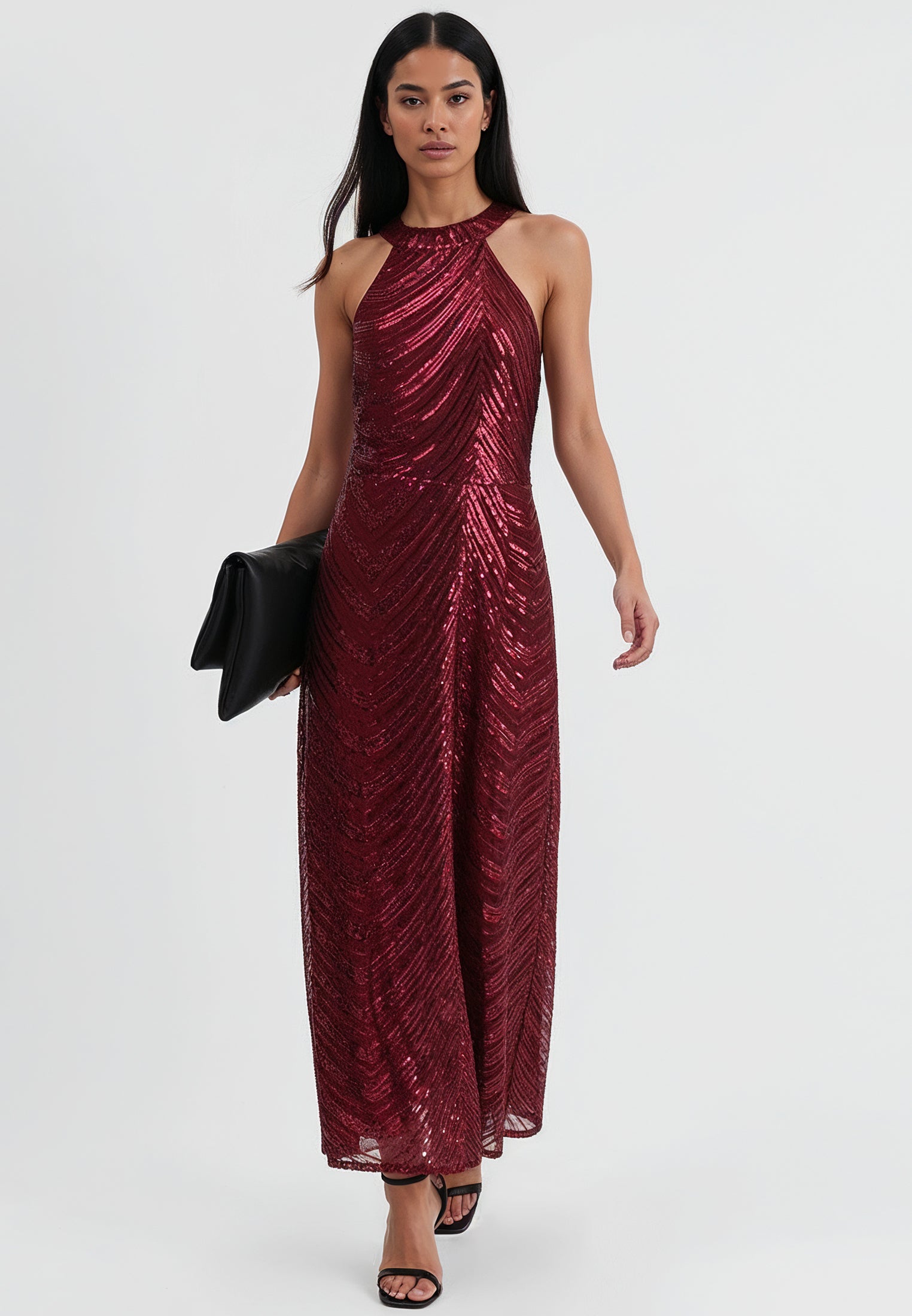 TOUCH DRESS BURGUNDY SEQUIN