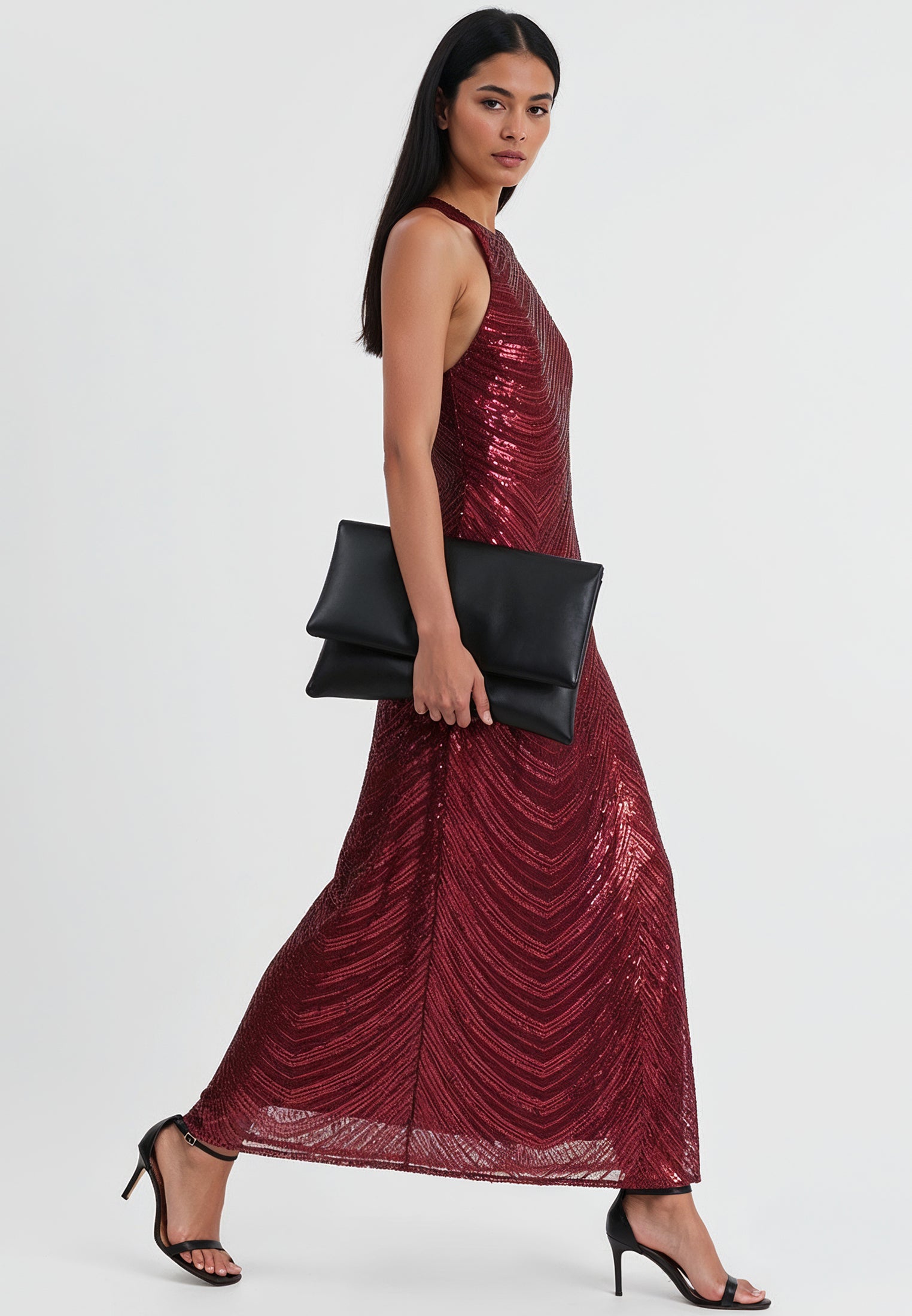 TOUCH DRESS BURGUNDY SEQUIN
