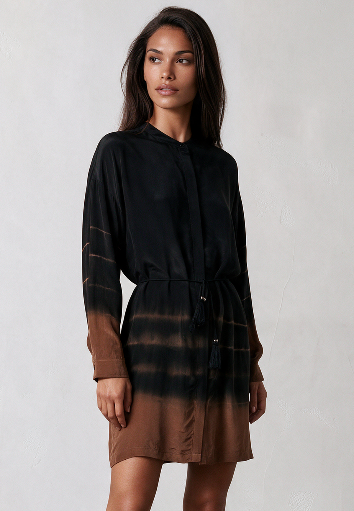 CLUSTER TUNIC TIE DYE BLACK & COCOA