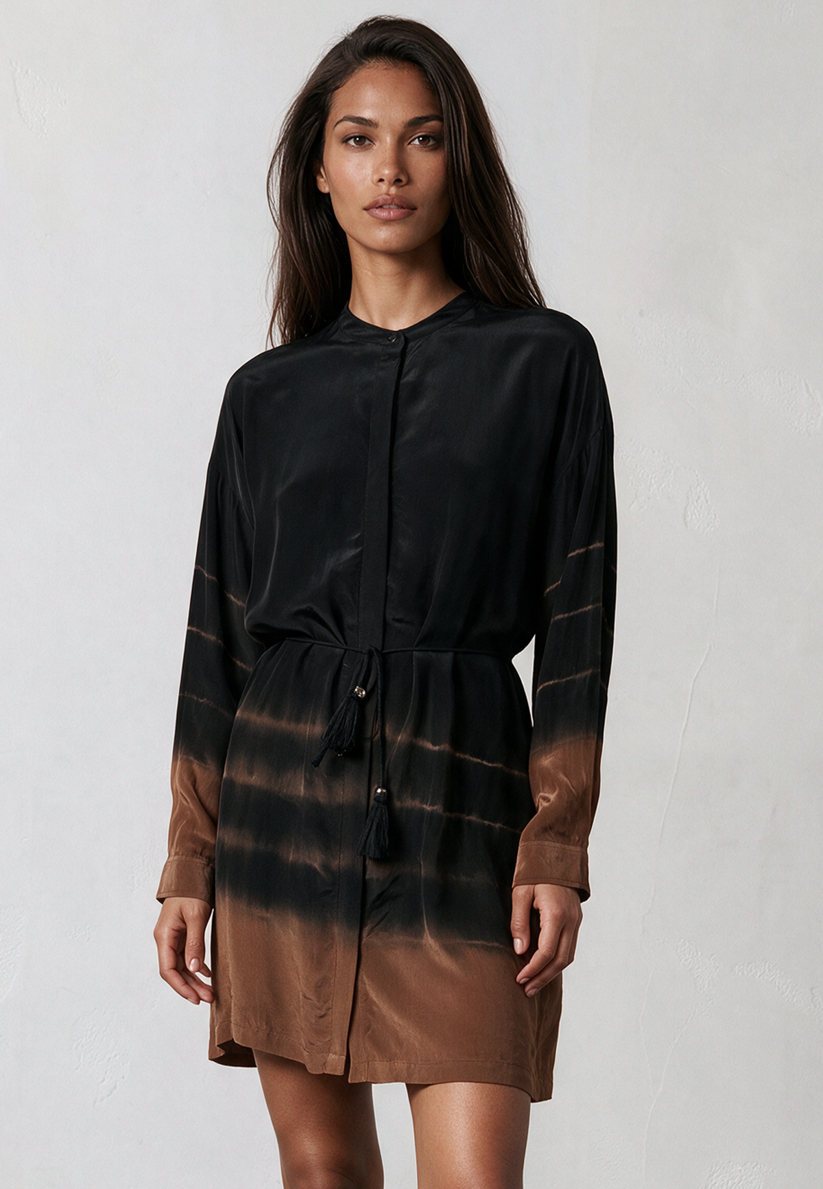 CLUSTER TUNIC TIE DYE BLACK & COCOA