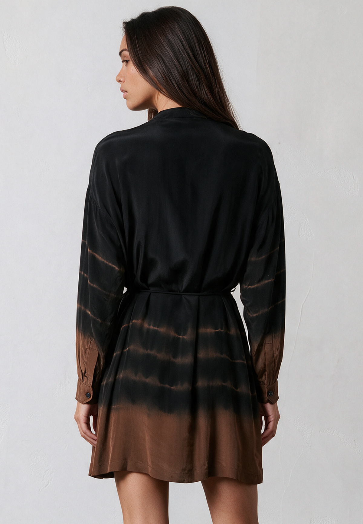 CLUSTER TUNIC TIE DYE BLACK & COCOA