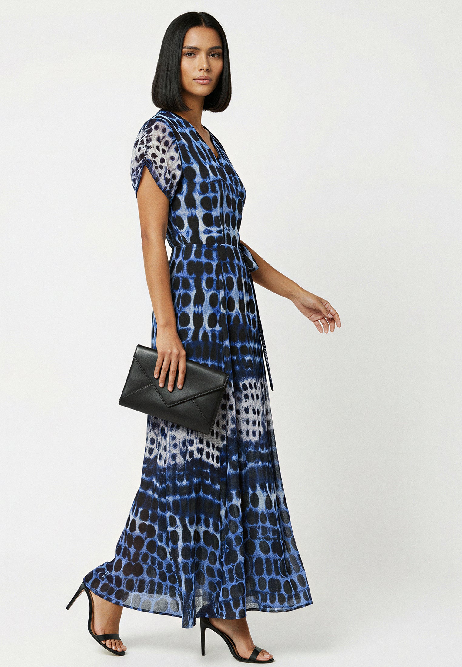 CREW MAXI WRAP DRESS ILLUSION BLUE