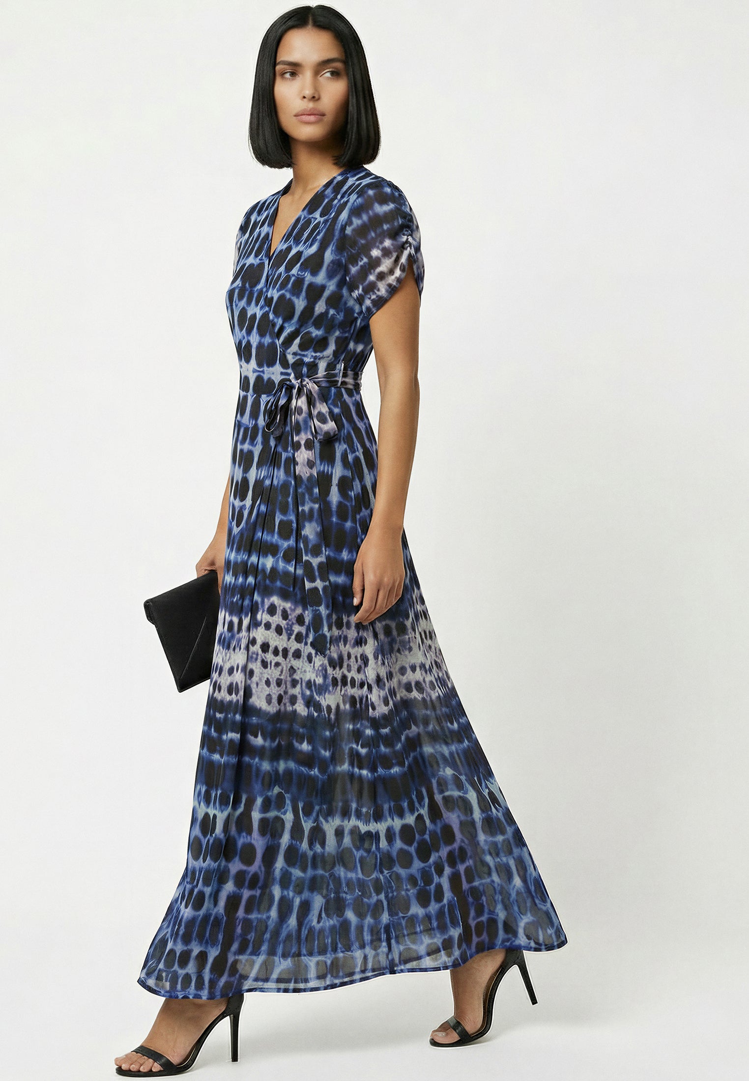 CREW MAXI WRAP DRESS ILLUSION BLUE