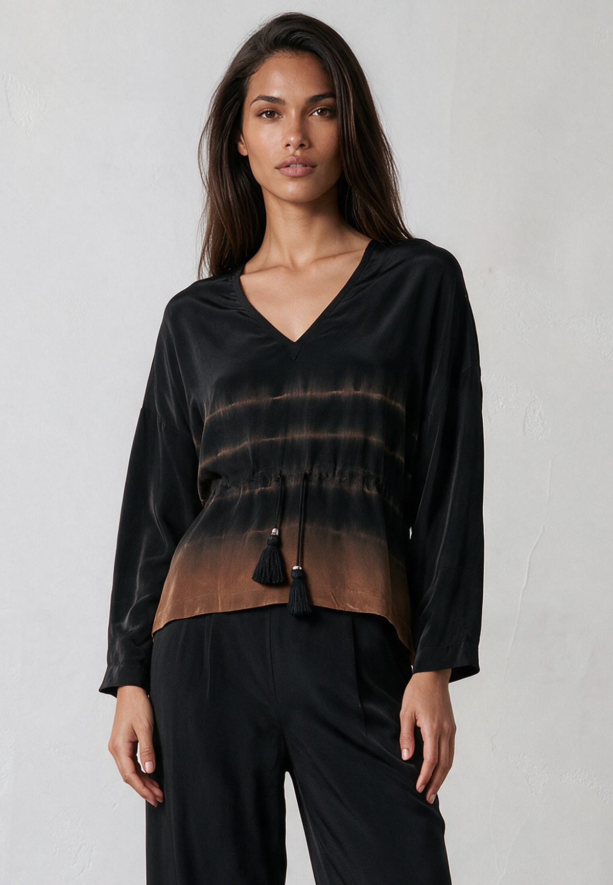 SPELL TOP TIE DYE BLACK & COCOA