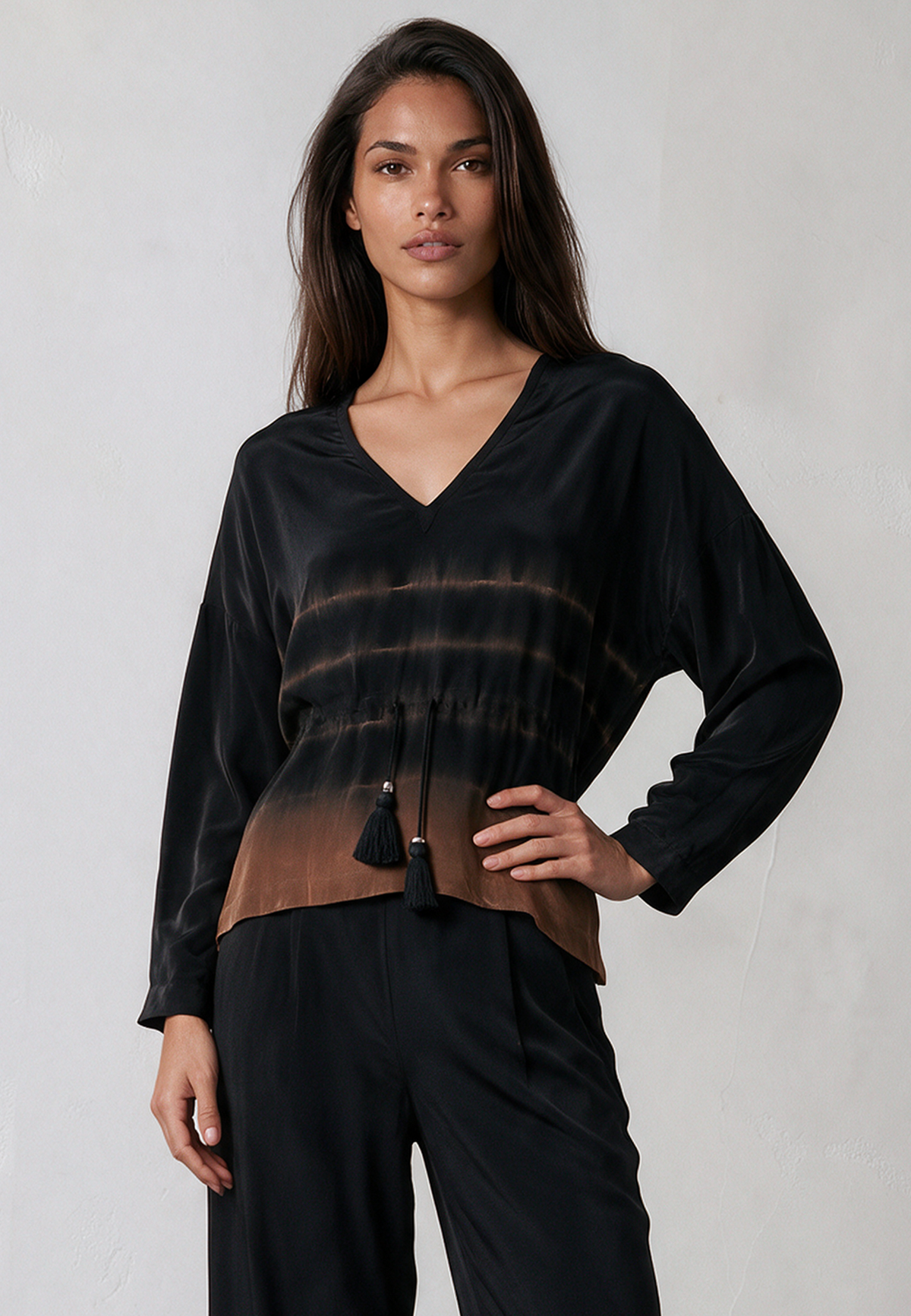 SPELL TOP TIE DYE BLACK & COCOA