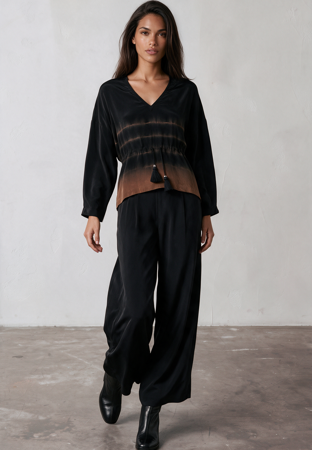 SPELL TOP TIE DYE BLACK & COCOA