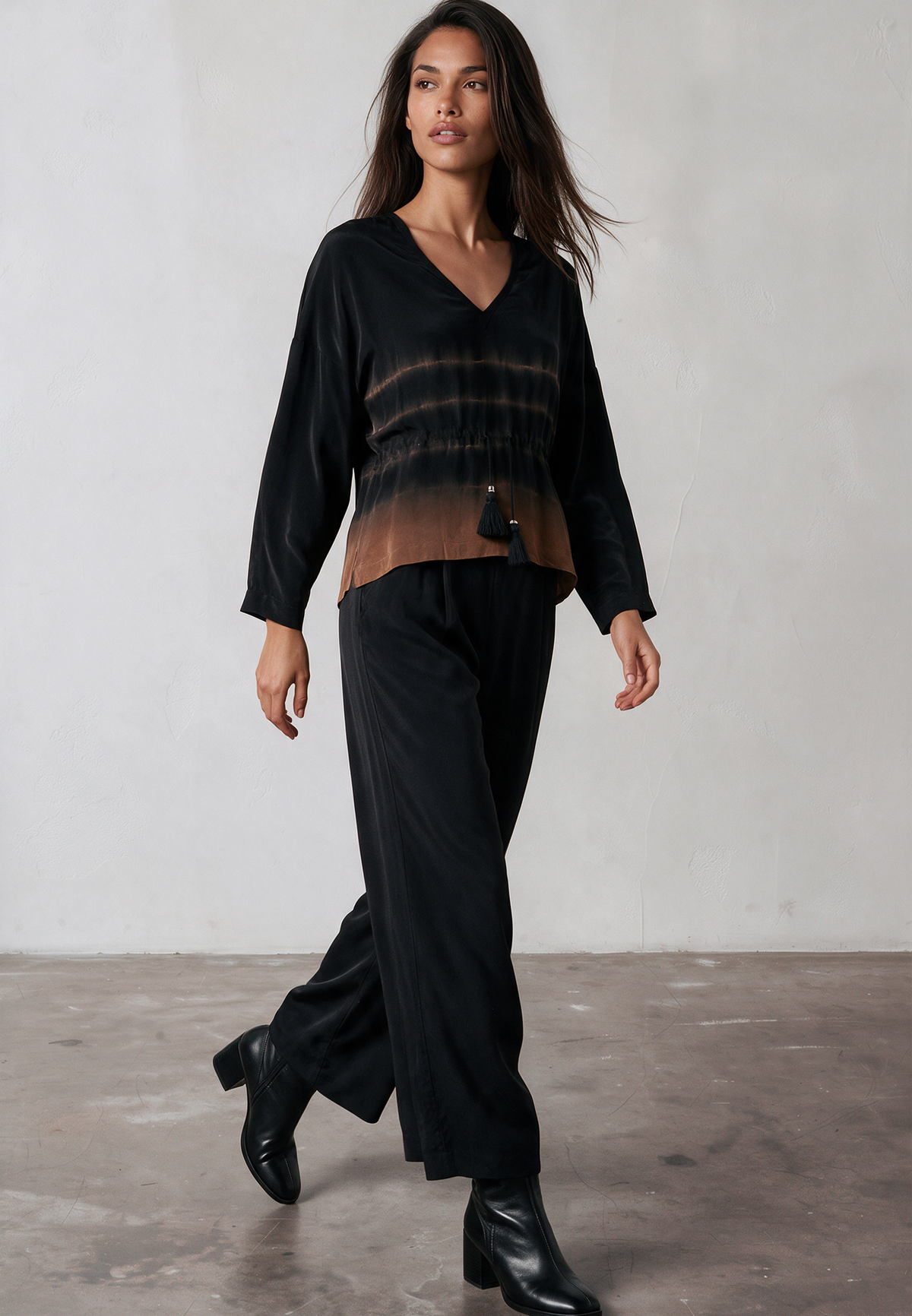 SPELL TOP TIE DYE BLACK & COCOA