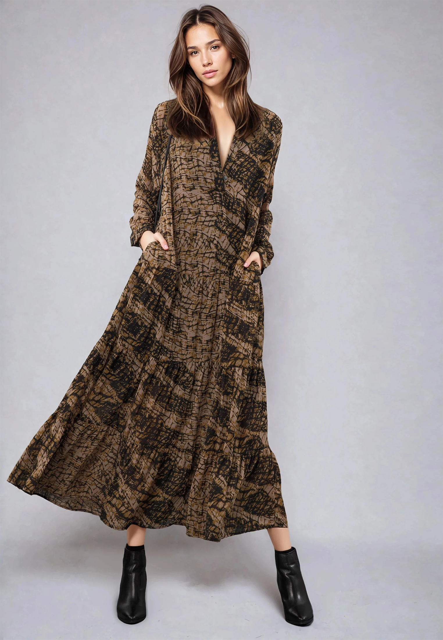 SUNSET MAXI DRESS HIDE PRINT