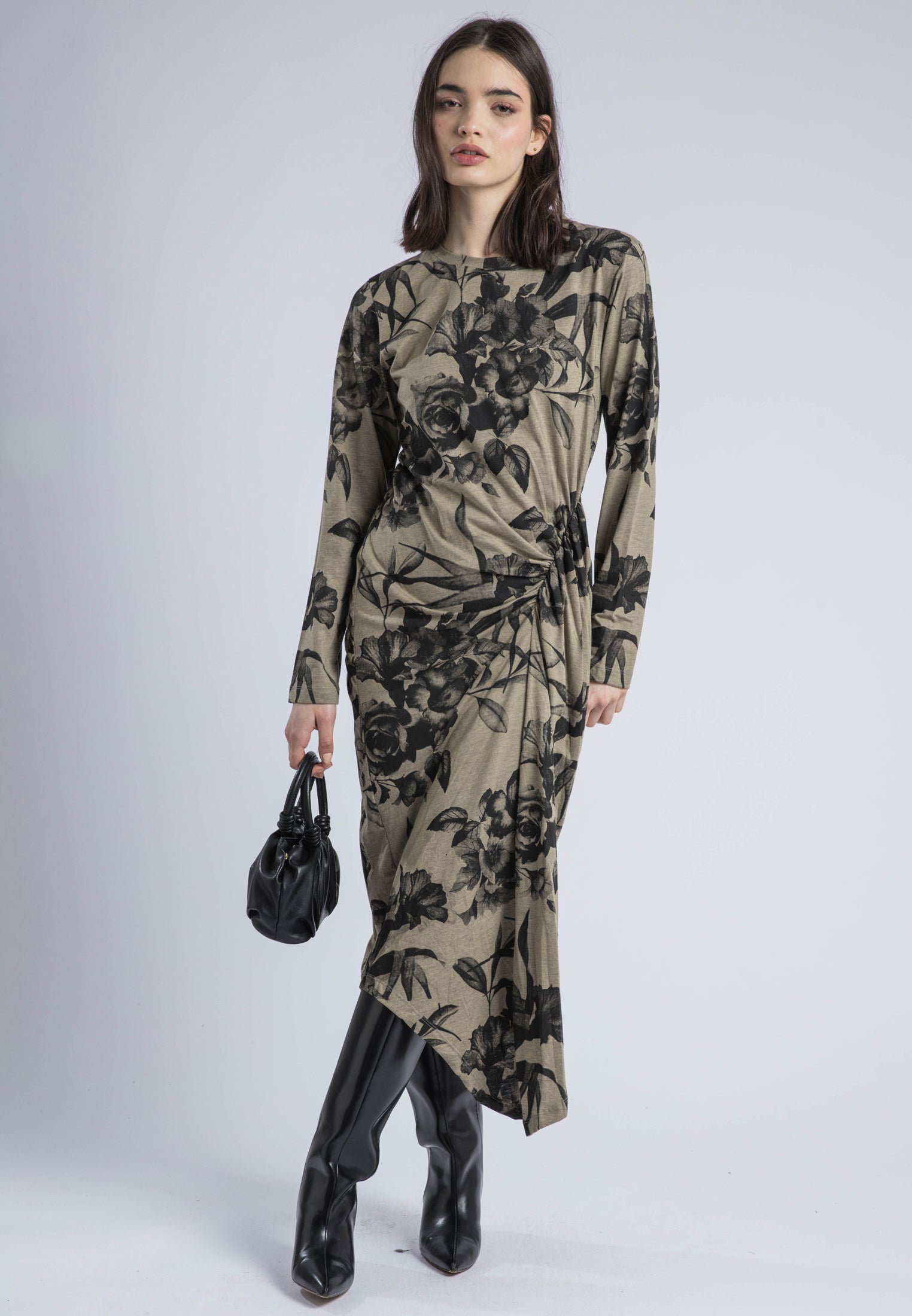 FLINT DRESS GREY MARL & PINE