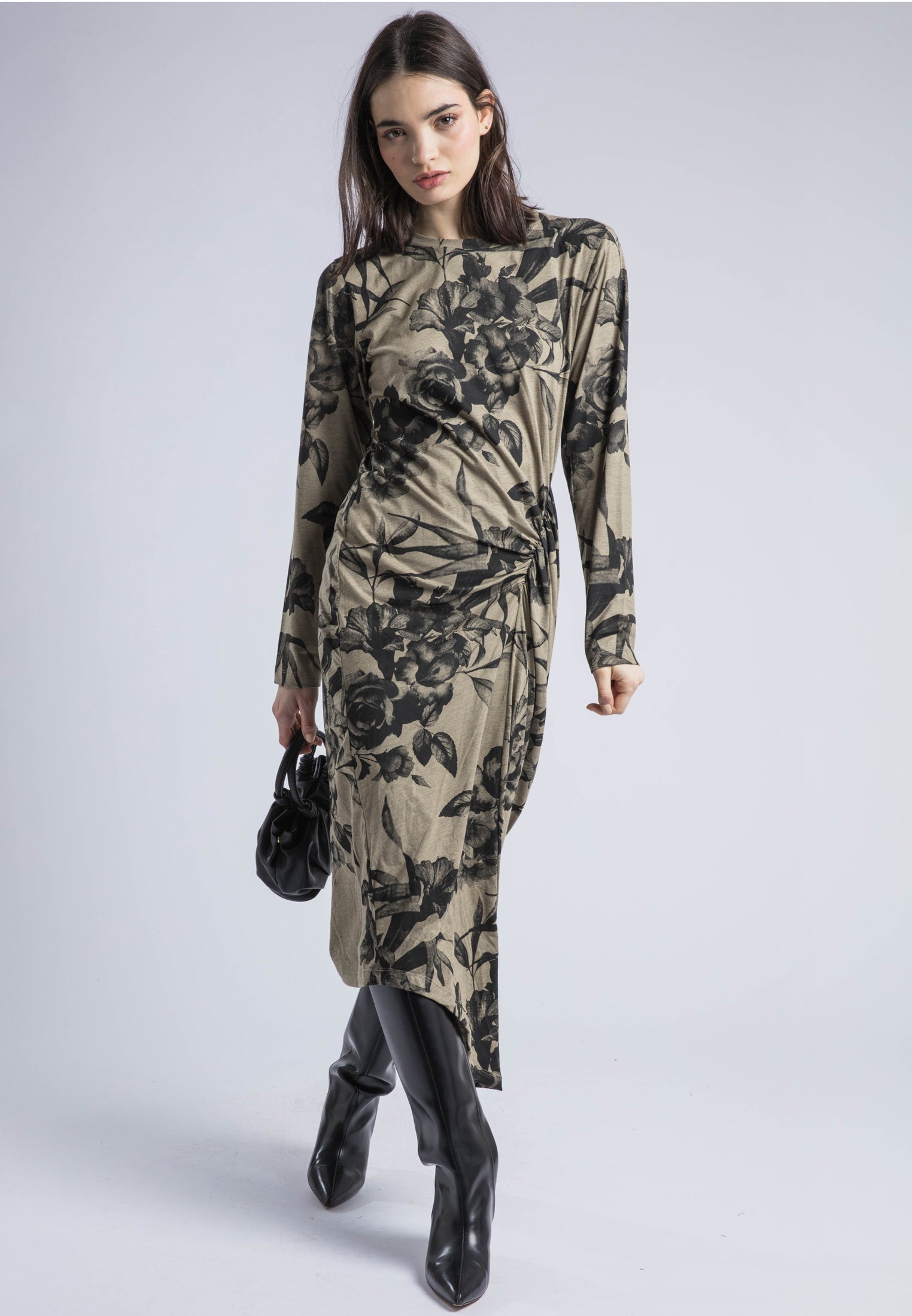 FLINT DRESS GREY MARL & PINE