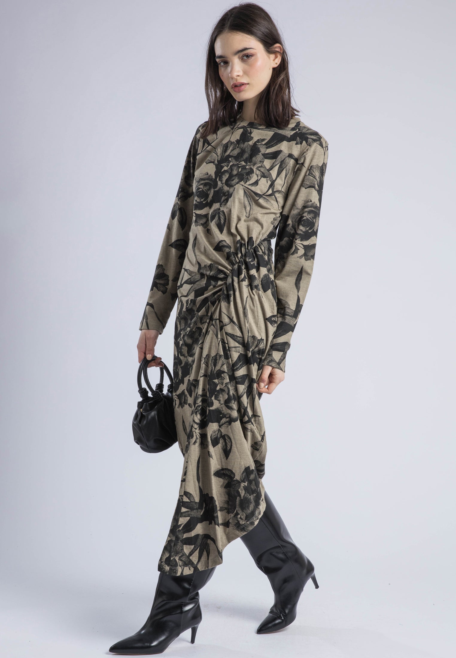 FLINT DRESS GREY MARL & PINE