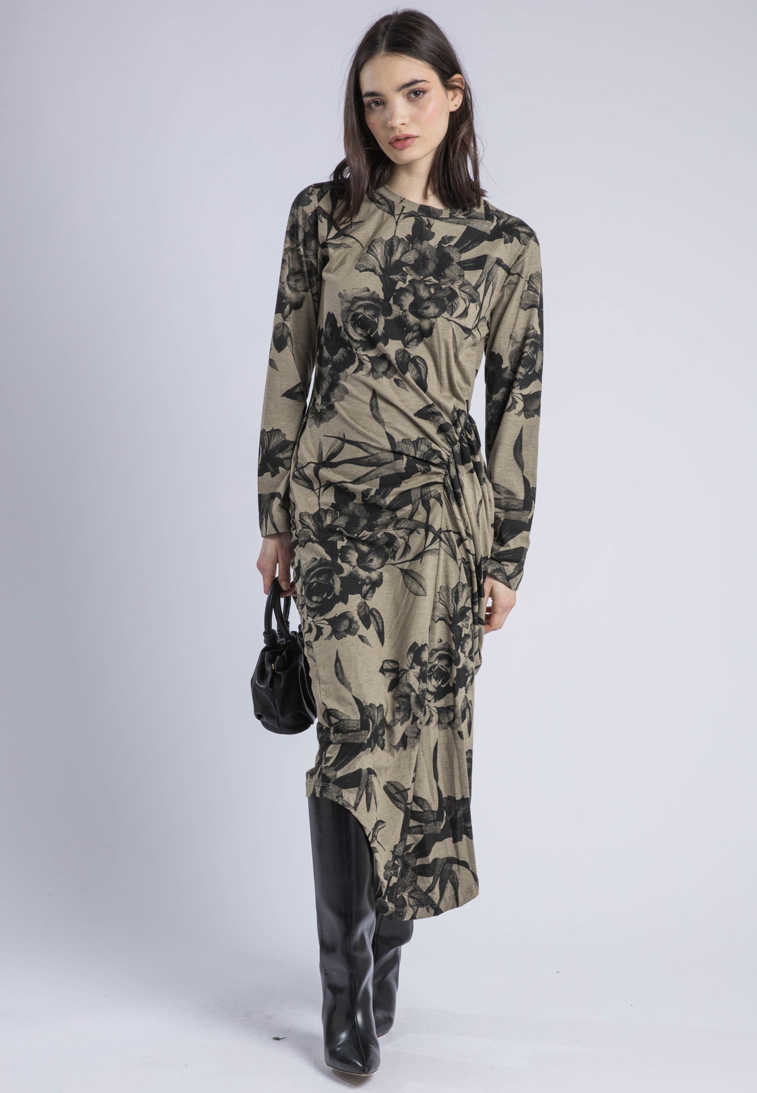 FLINT DRESS GREY MARL & PINE