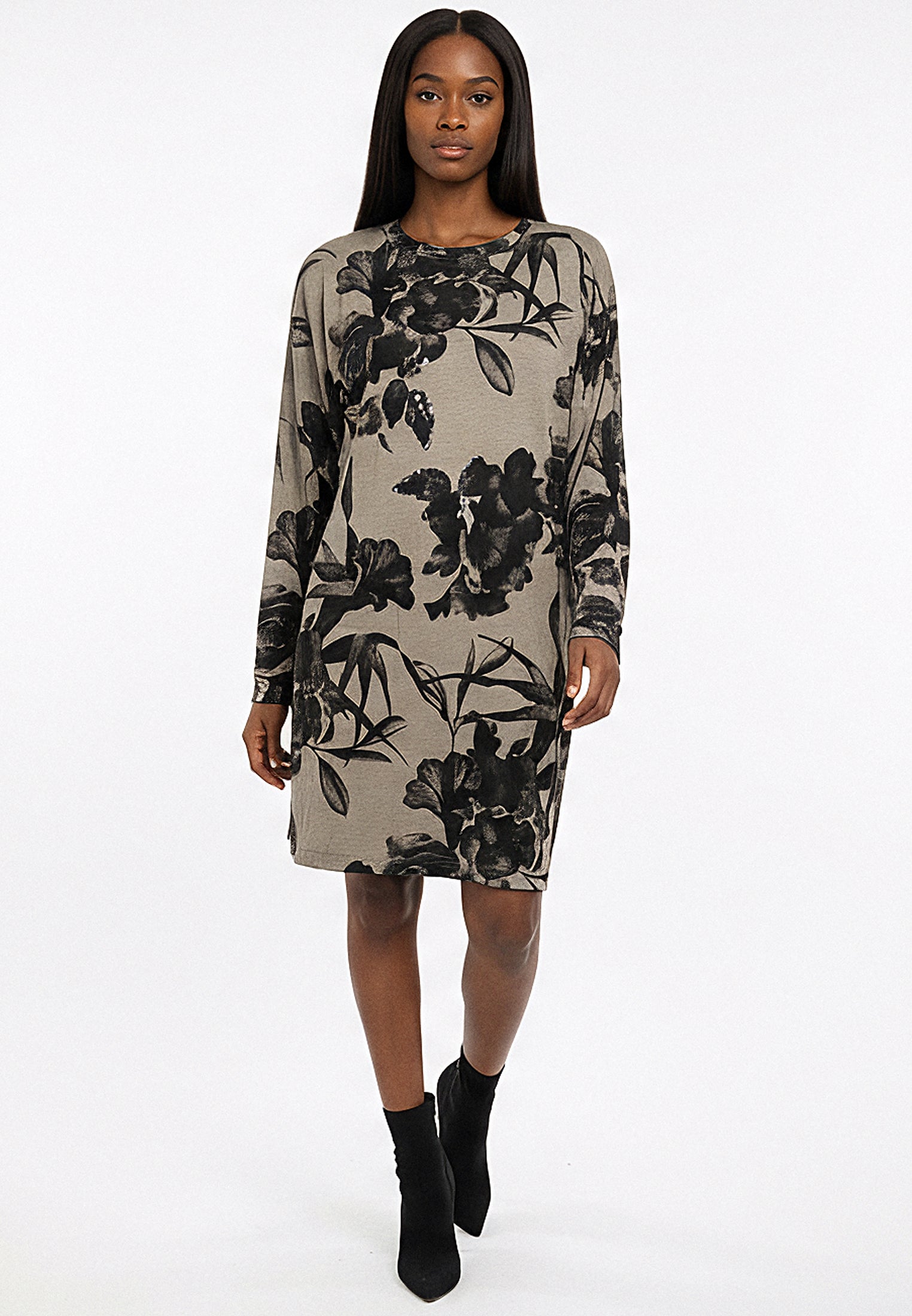 TRIBE DRESS GREY MARL & PINE