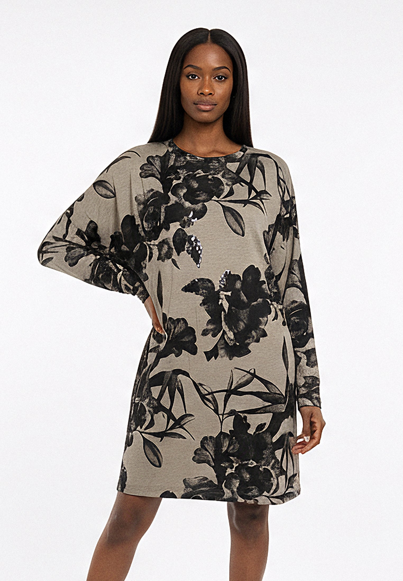 TRIBE DRESS GREY MARL & PINE