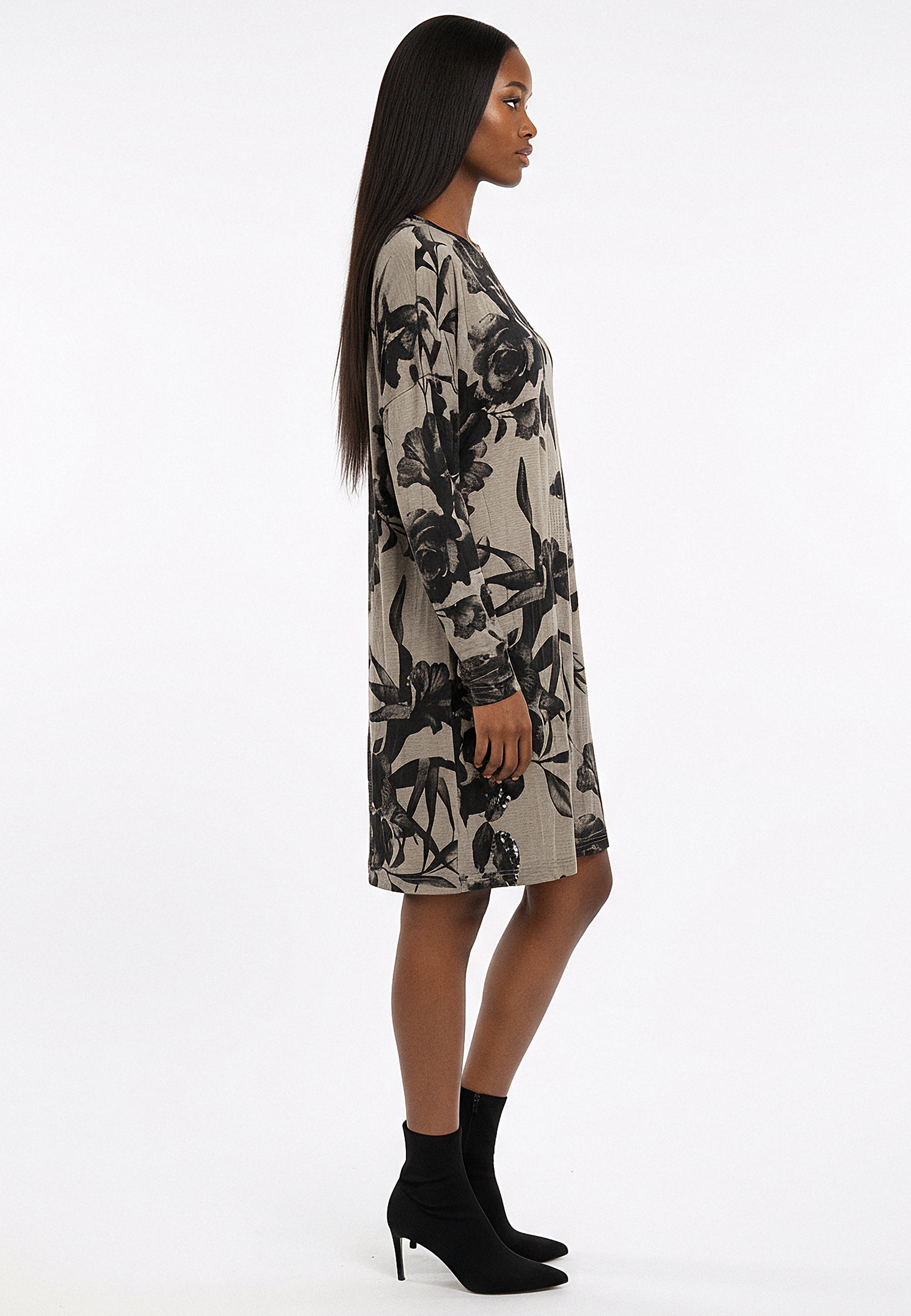 TRIBE DRESS GREY MARL & PINE