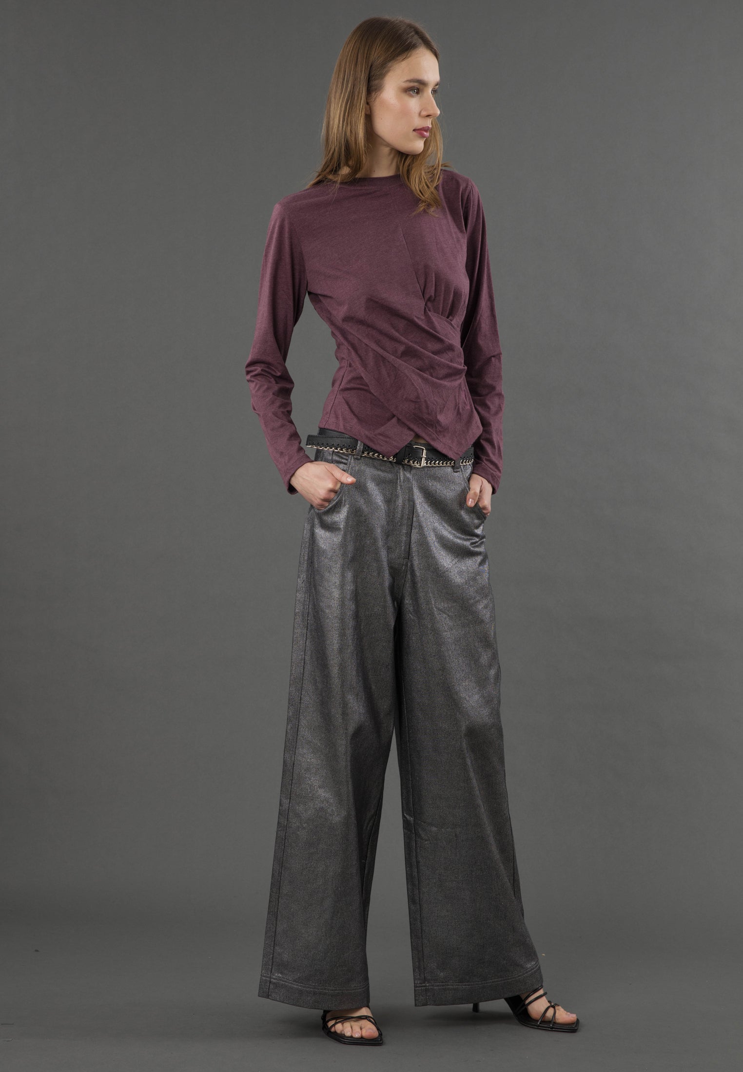 TIME TOP LS MAUVE WINE